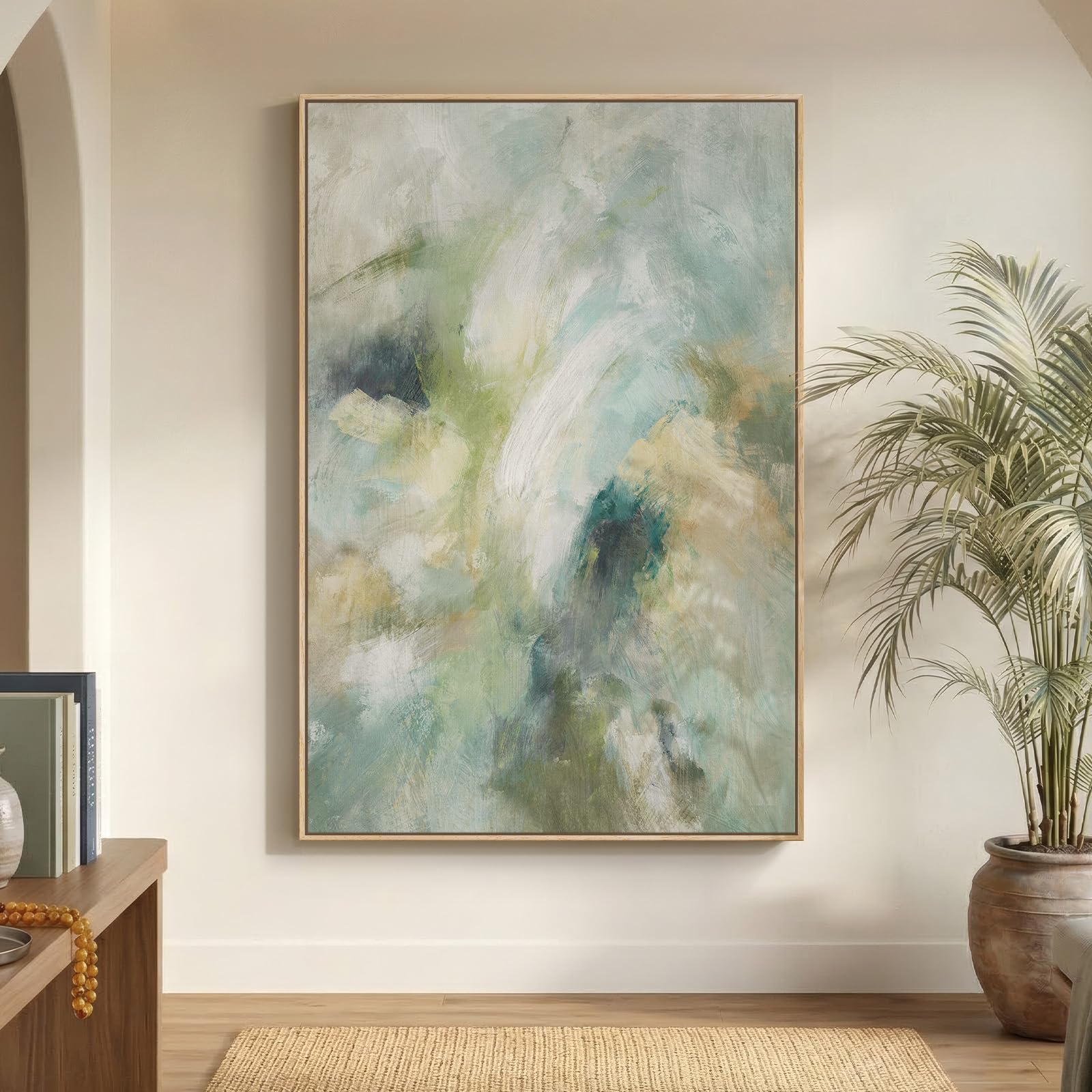 Large Framed Rustic Canvas Wall Art for Living Room, Brown Modern Abstract Landscape Prints Paintings Artwork for Walls, Horizontal Nature Pictures Wall Decor for Bedroom, Office, Farmhouse 30x60 In