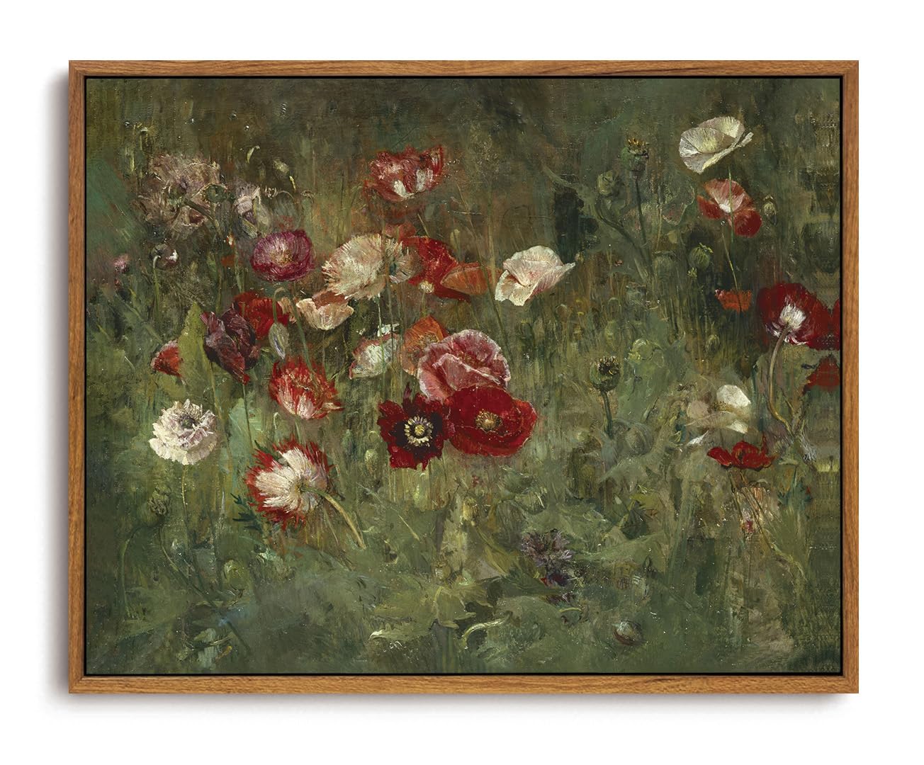 OIQArtOIQ Framed Canvas Wall Art,Vintage Decor,Landscape Nature Country Wildflower Paintings Farmhouse Pictures Modern Artwork Rustic Fall Flower Prints Cottagecore Office Living Room Bedroom Bathroom