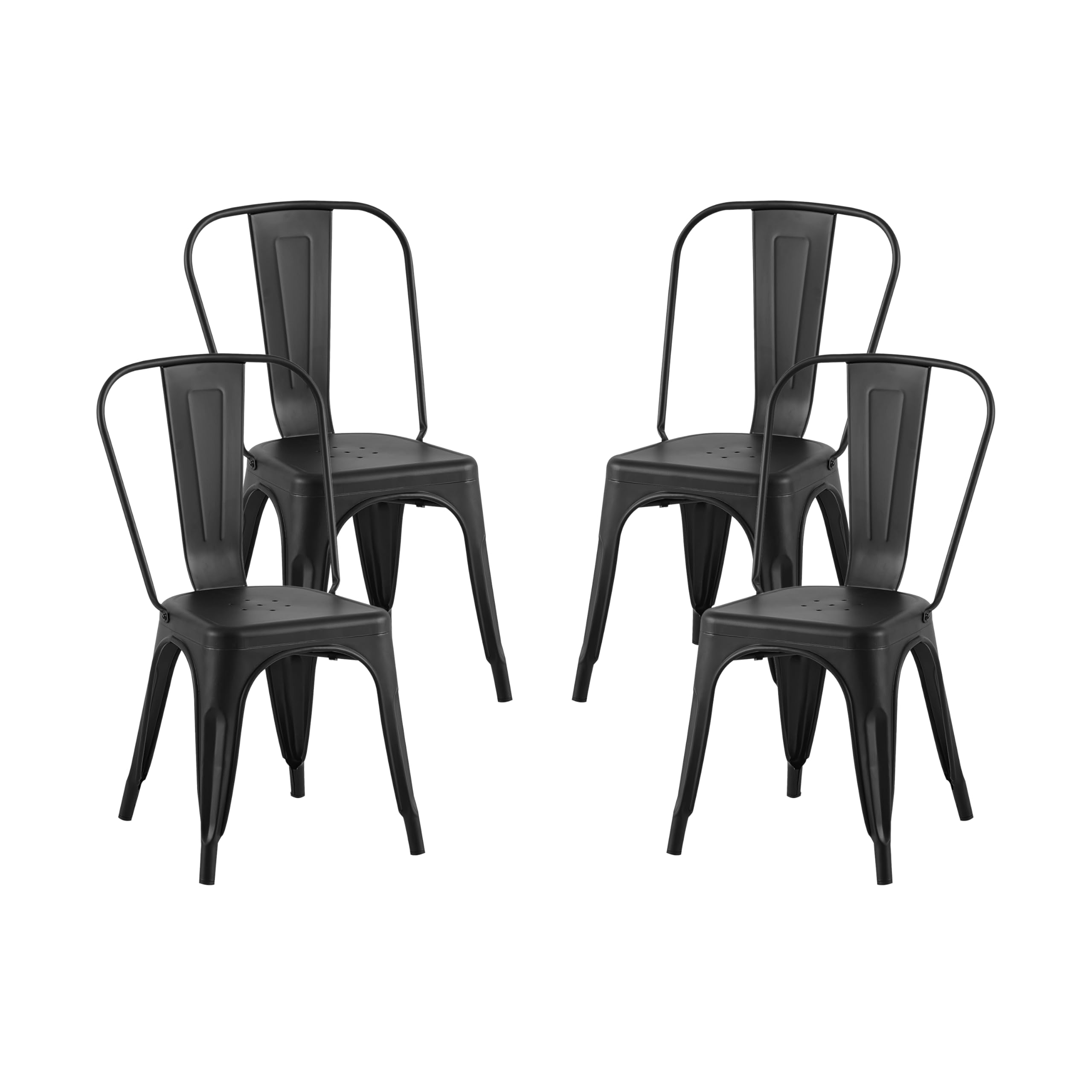 AC Pacific 18 Inch Seat Height Industrial Metal Dining Chairs, Stackable Kitchen or Bar Seat, Durable Modern Design, Versatile Accent Furniture, Set of 2, Dark Blue