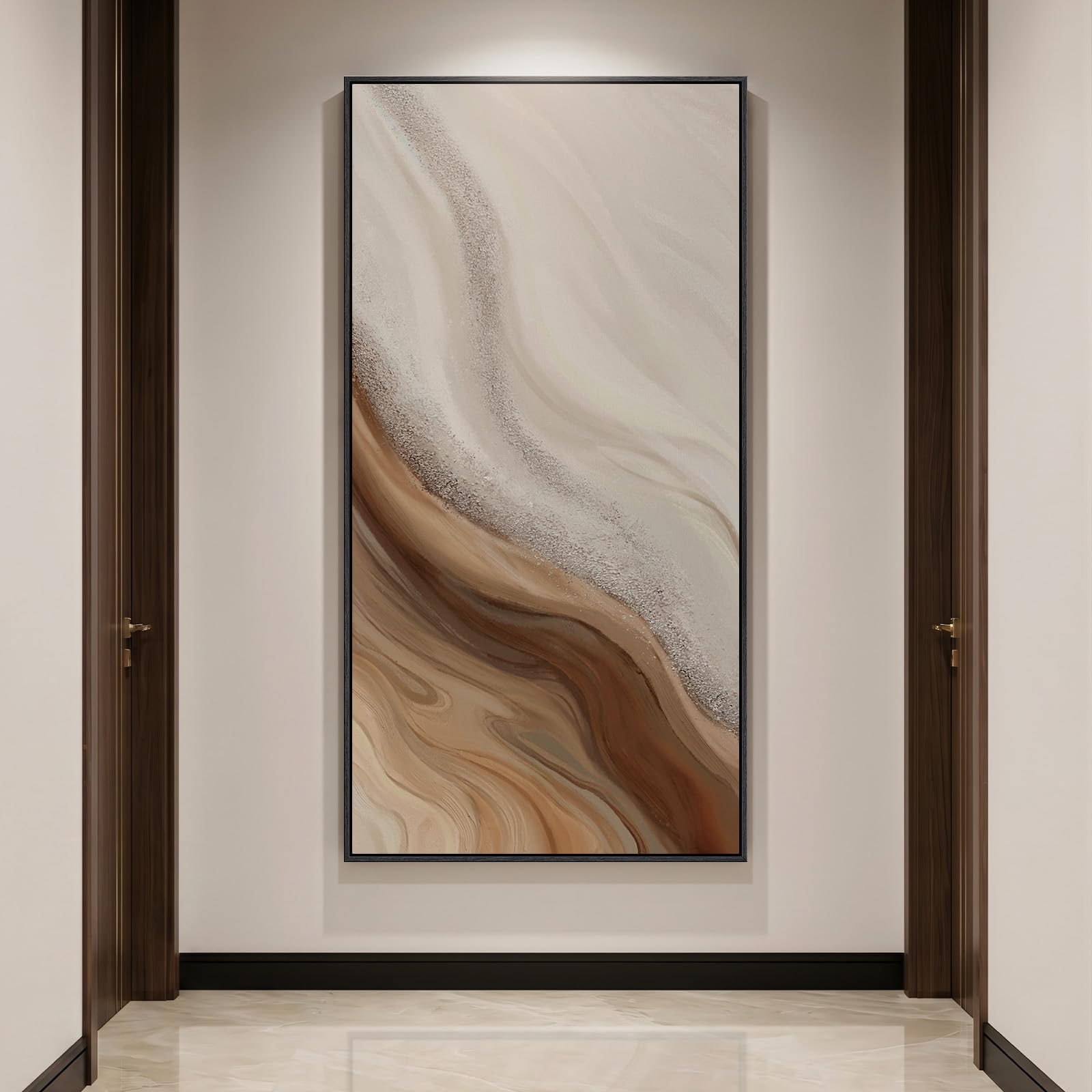 Large Framed Rustic Canvas Wall Art for Living Room, Brown Modern Abstract Landscape Prints Paintings Artwork for Walls, Horizontal Nature Pictures Wall Decor for Bedroom, Office, Farmhouse 30x60 In