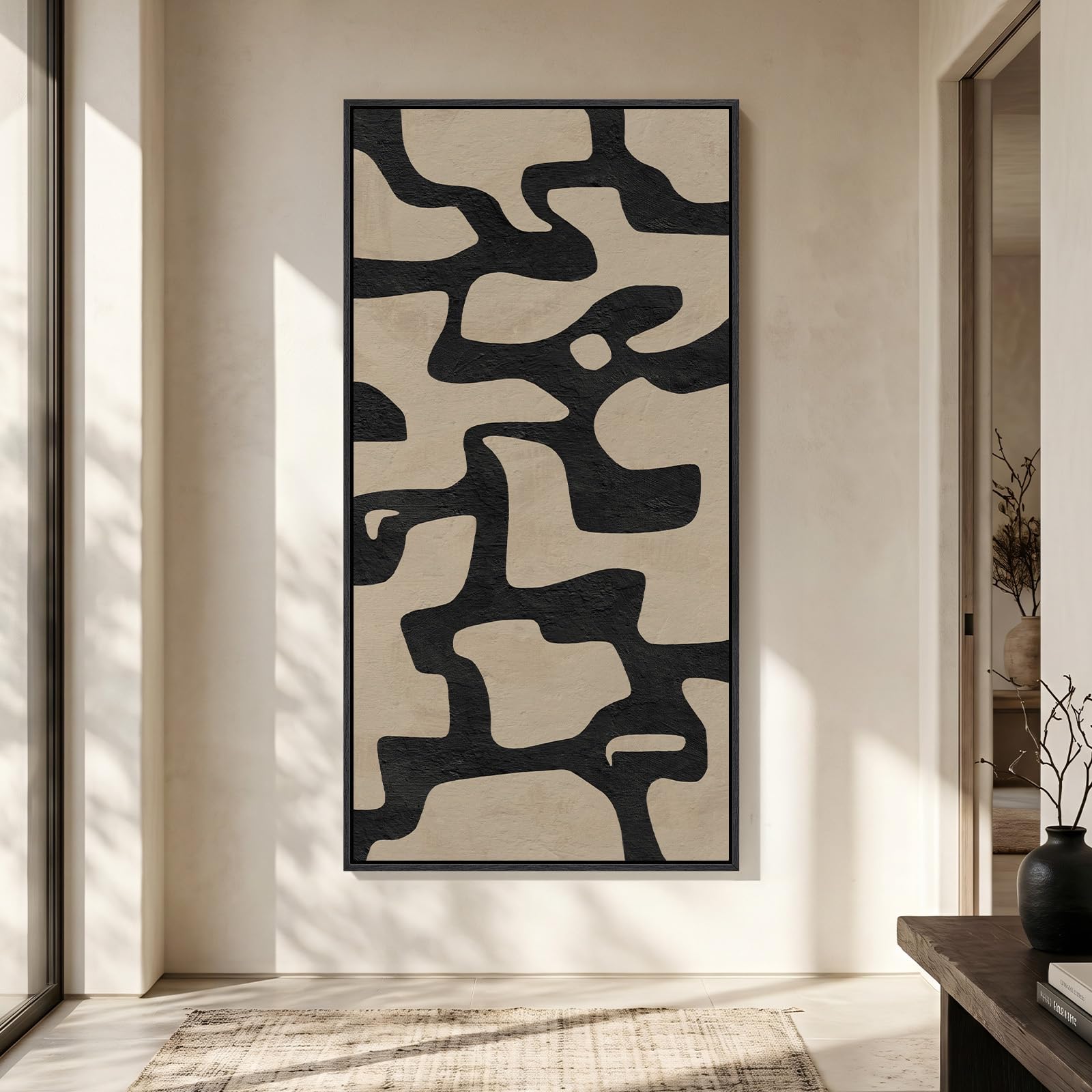 Large Framed Rustic Canvas Wall Art for Living Room, Brown Modern Abstract Landscape Prints Paintings Artwork for Walls, Horizontal Nature Pictures Wall Decor for Bedroom, Office, Farmhouse 30x60 In