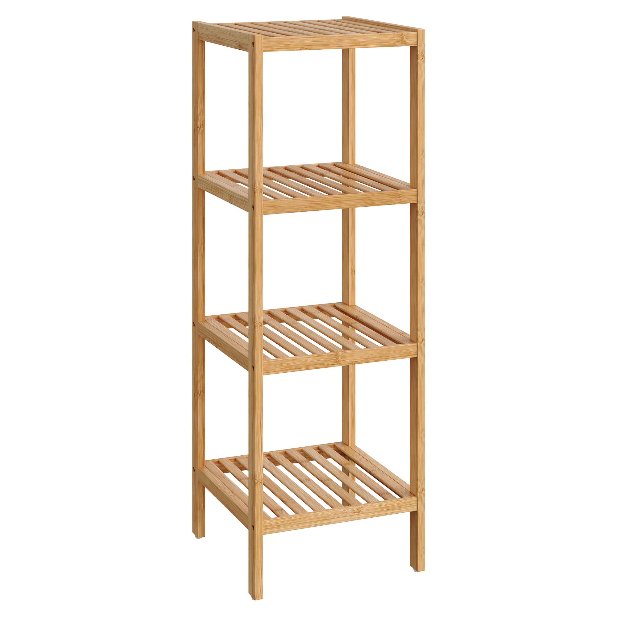 SONGMICS Bamboo Storage Shelf, 5-Tier Shelving Unit, Multifunctional, in the Entryway, Bathroom, Living Room, Balcony, Kitchen, 13 x 13 x 57.5 Inches, Light Bamboo UBCB55Y
