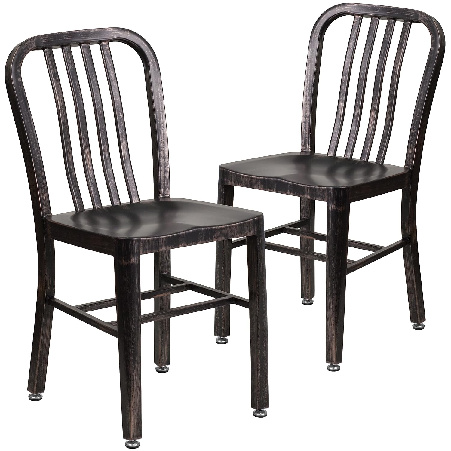 Flash Furniture Gael Indoor/Outdoor Modern Metal Dining Chairs, Commercial-Grade Galvanized Steel Restaurant Chairs, Set of 2, Silver