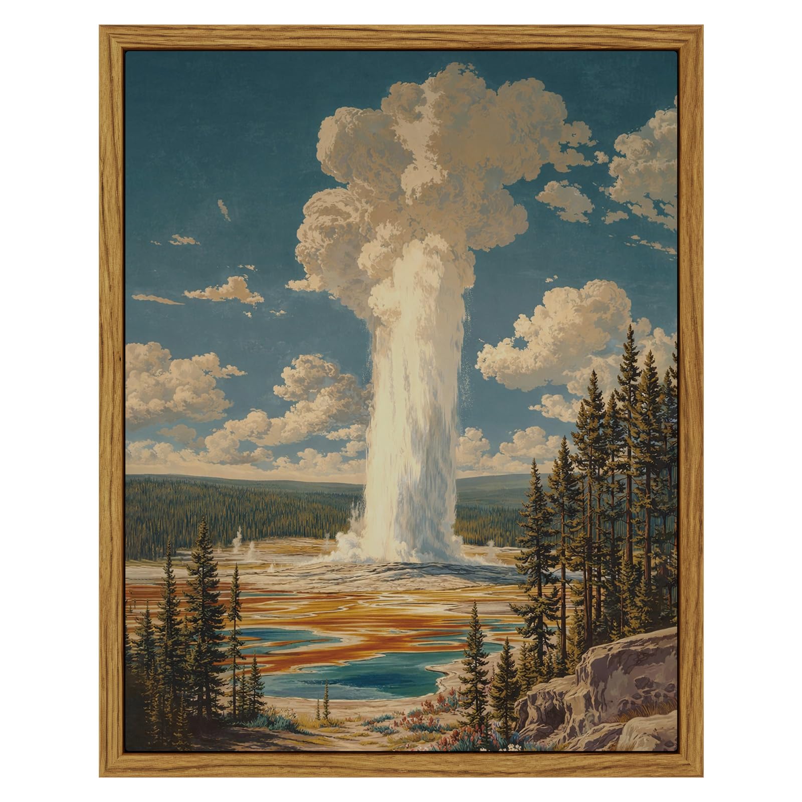 InSimSea Framed Canvas Wall Art Decor, Vintage Natue Landscape Art, Country Wilderness Painting Picture, Retro Decor for Bedroom Living Room, Office, Bathroom, Hallway, Room,12"x16"