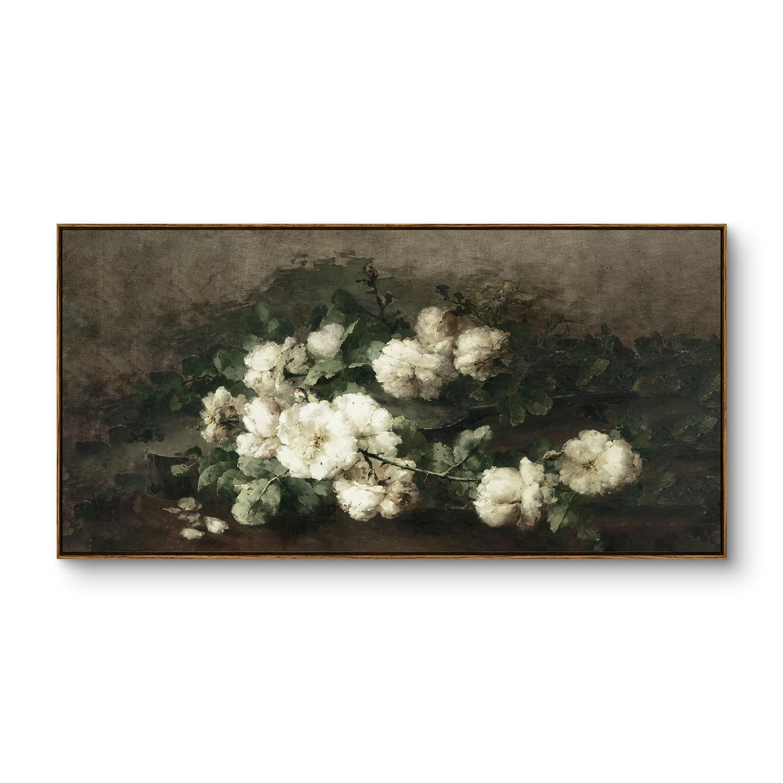 InSimSea Extra Large Framed Vintage Wall Art, Living Room Country Farmhouse Decor, Wilderness Landscape Paintings, Canvas Prints, Retro Farm Long Picture for Bedroom Above of Bed,24x48inch