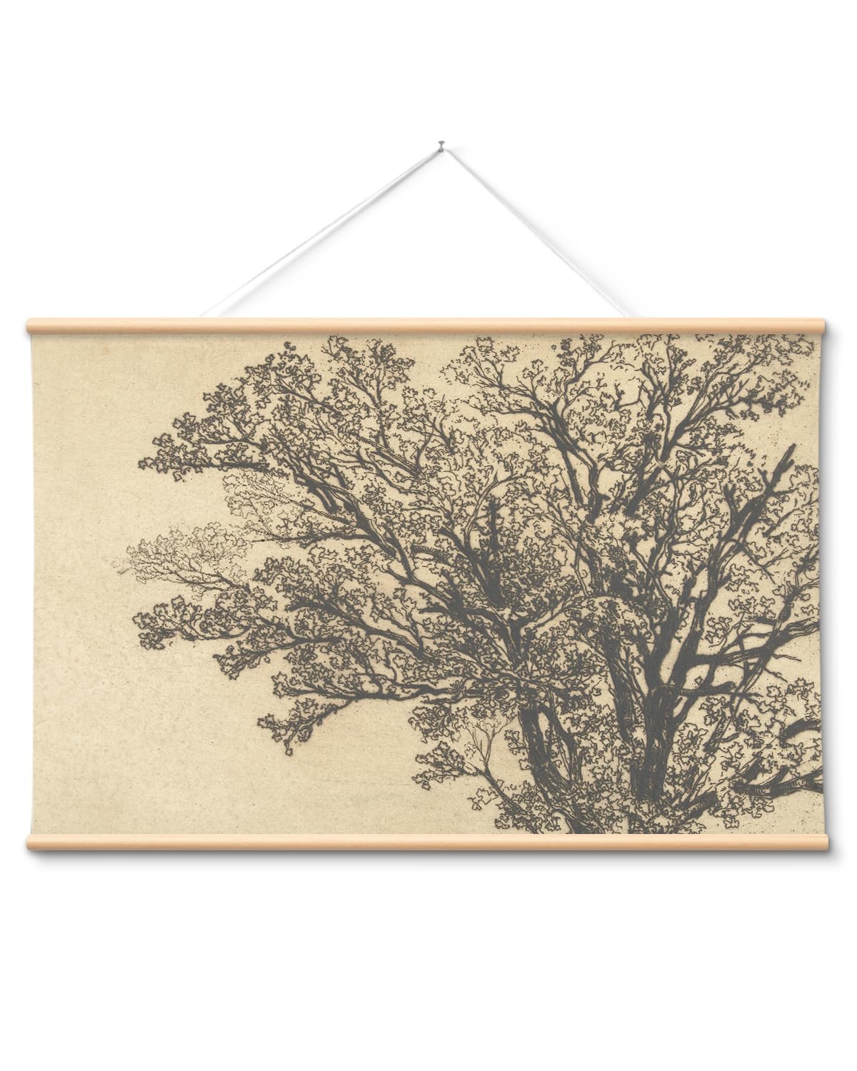 VIYYIEA Extra Large Size Canvas Wall Art, 36x54 Vintage Scroll Hanging Landscape Print, Rustic Watercolor Countryside Scene Wall Décor for Living Room, Bedroom, or Farmhouse