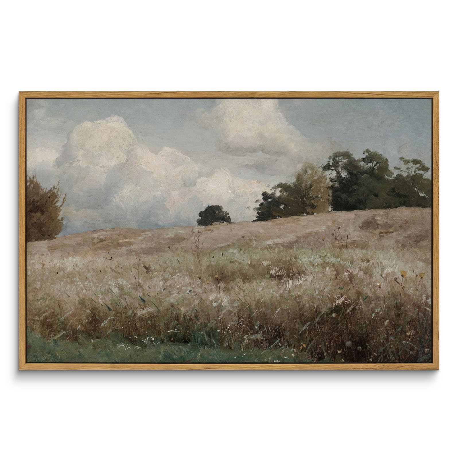 InSimSea Framed Canvas Wall Art Decor, Vintage Natue Landscape Art, Country Wilderness Painting Picture, Retro Decor for Bedroom Living Room, Office, Bathroom, Hallway, Room,12"x16"