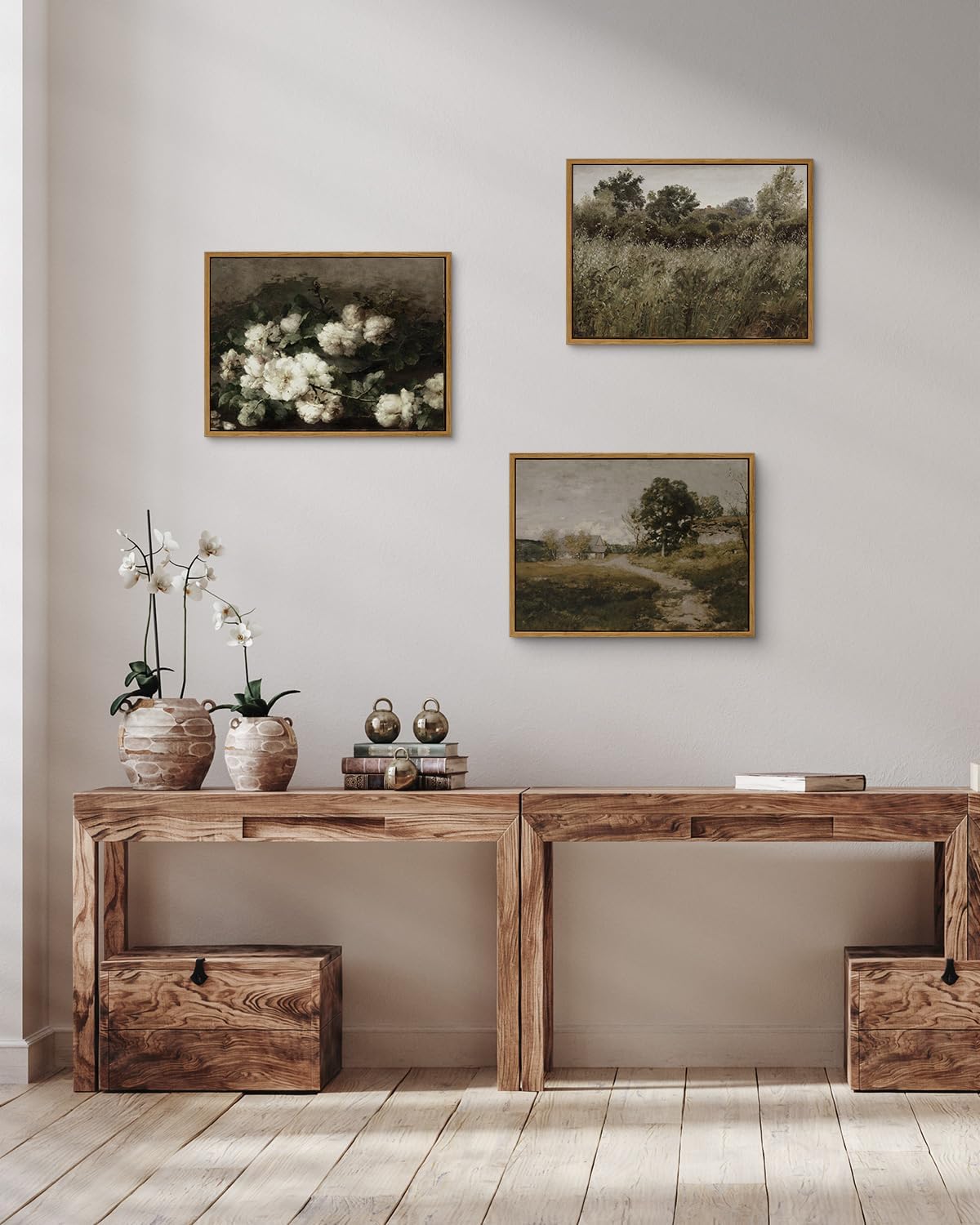 InSimSea Framed Canvas Wall Art Decor, Vintage Natue Landscape Art, Country Wilderness Painting Picture, Retro Decor for Bedroom Living Room, Office, Bathroom, Hallway, Room,12"x16"