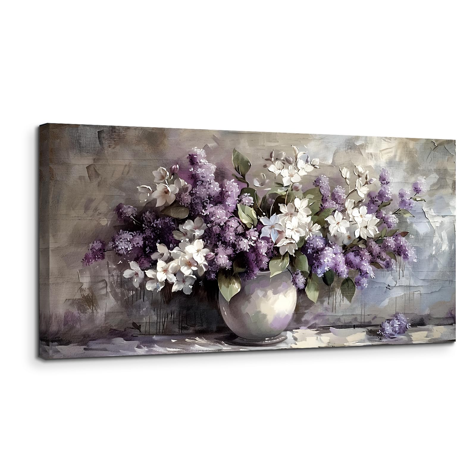 SERIMINO Large Wall Art Prints, Rural Landscape Wall Decor, Meadow Wildflower Canvas Painting, River Cottage Pictures Home Decor Living Room Bedroom, Green Scenery Farmhouse Decor Artwork 20"X40"