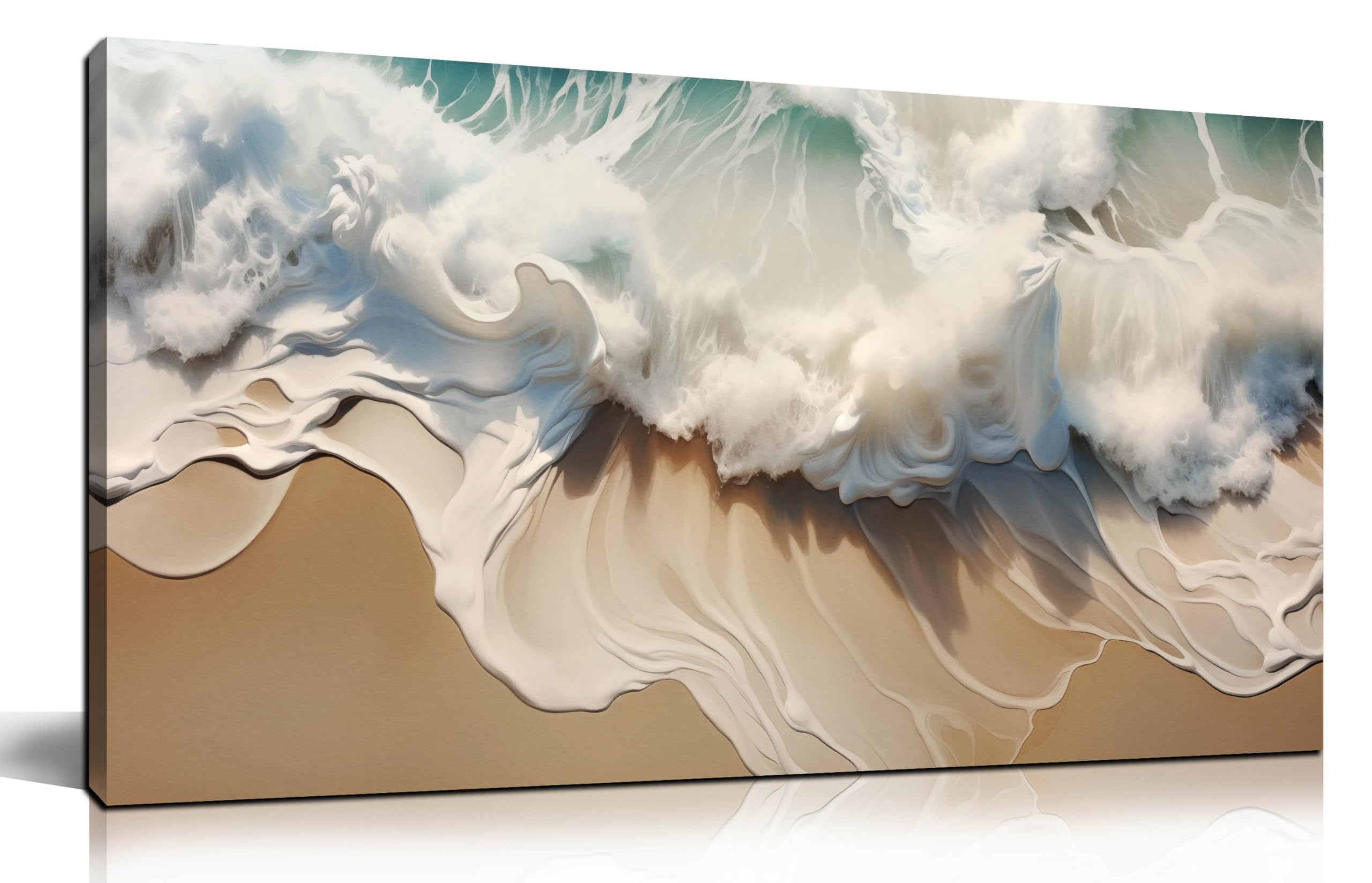 Ocean Scenic Canvas Wall Art, Blue Seascape Wall-Decor Picture , Ocean Scenery Canvas Decoration, Coastal Landscape Print Decorative Artwork for Home living Room Bedroom and Office, Size 40x20 Inches