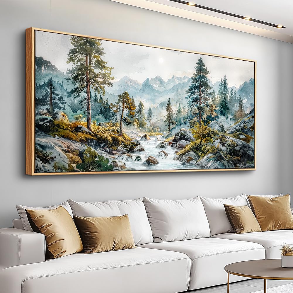 ERQINHUA Canvas Wall Art For Bedroom Wall Decorations For Living Room Modern Office Wall Decor Abstract Watercolour Painting Mountain Landscape Pictures Printed Artwork Home Decor 20"X40"