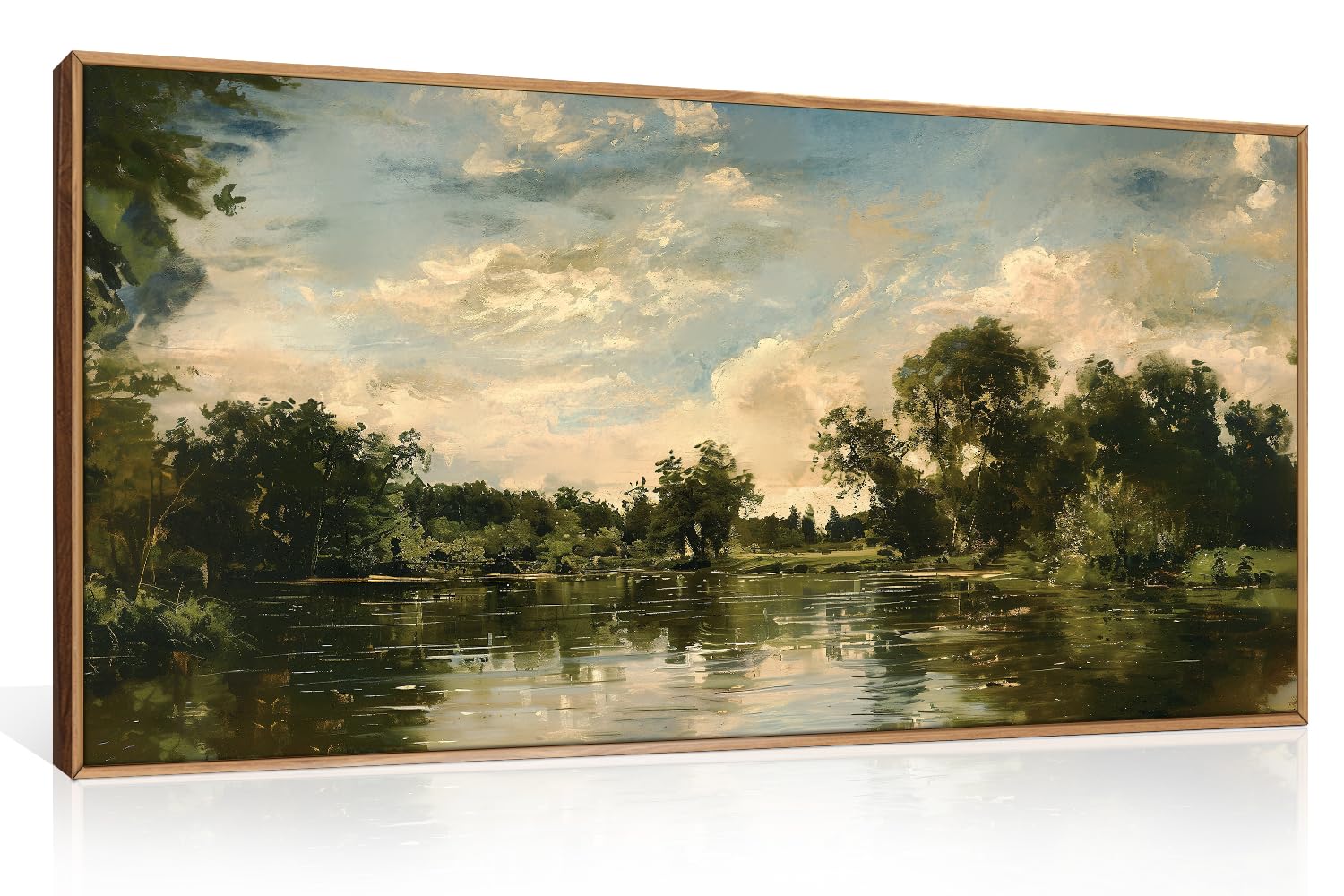 Abstract Natural Landscape Framed Canvas Wall Art Set, Watercolor Tan Green Beige Wall Decor, Minimalist Neutral Modern Scenery Artwork for Living Room, Bedroom,Farmhouse- 40"x20"x1