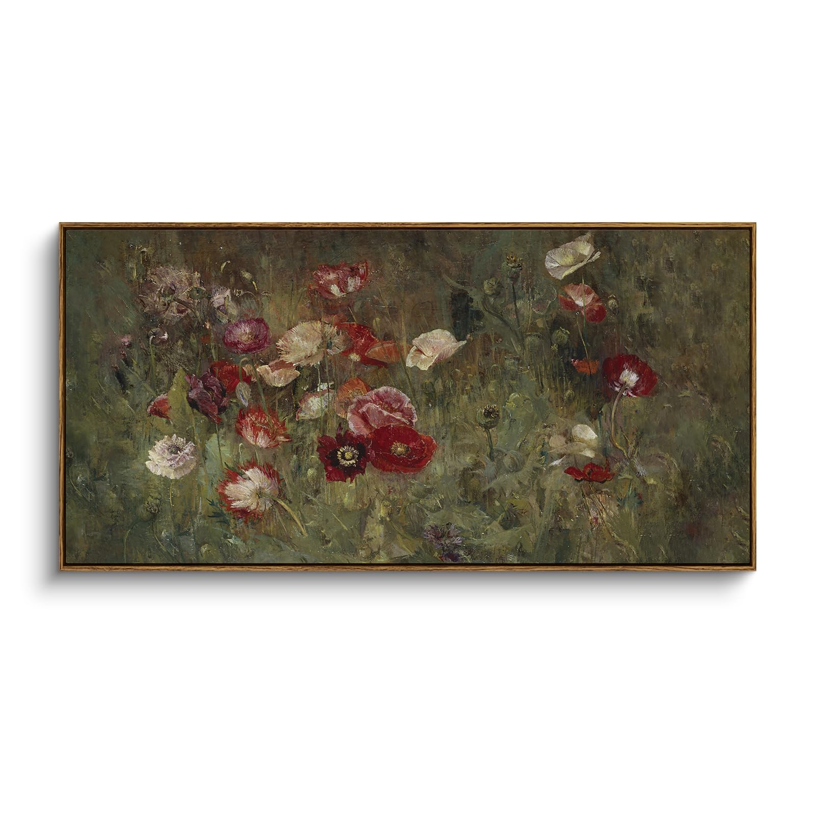 InSimSea Extra Large Framed Vintage Wall Art, Living Room Country Farmhouse Decor, Wilderness Landscape Paintings, Canvas Prints, Retro Farm Long Picture for Bedroom Above of Bed,24x48inch