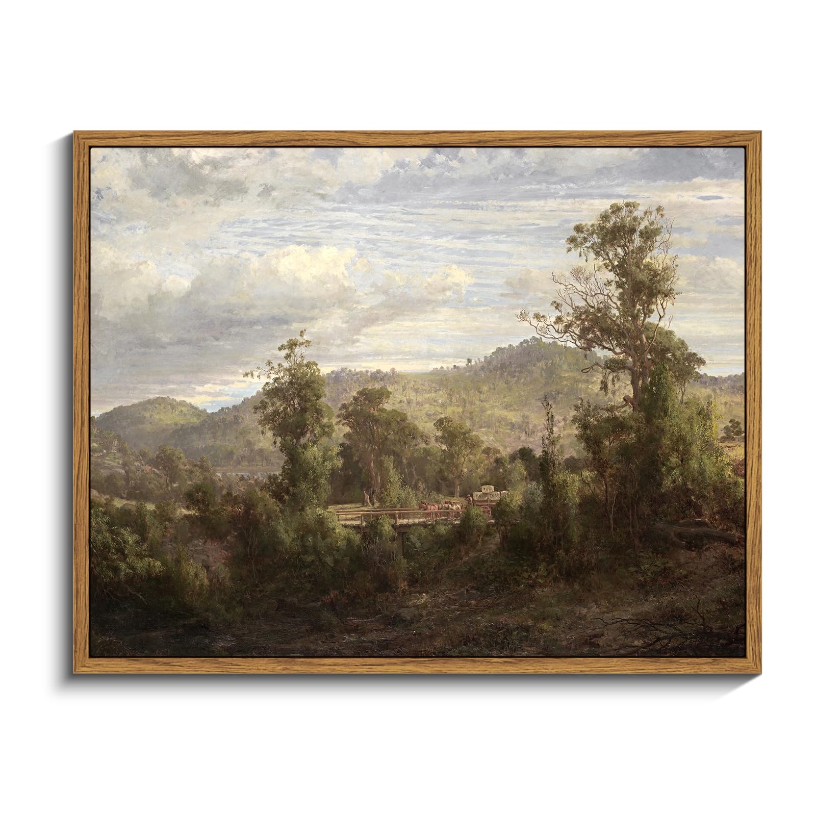 InSimSea Framed Canvas Wall Art Decor, Vintage Natue Landscape Art, Country Wilderness Painting Picture, Retro Decor for Bedroom Living Room, Office, Bathroom, Hallway, Room,12"x16"