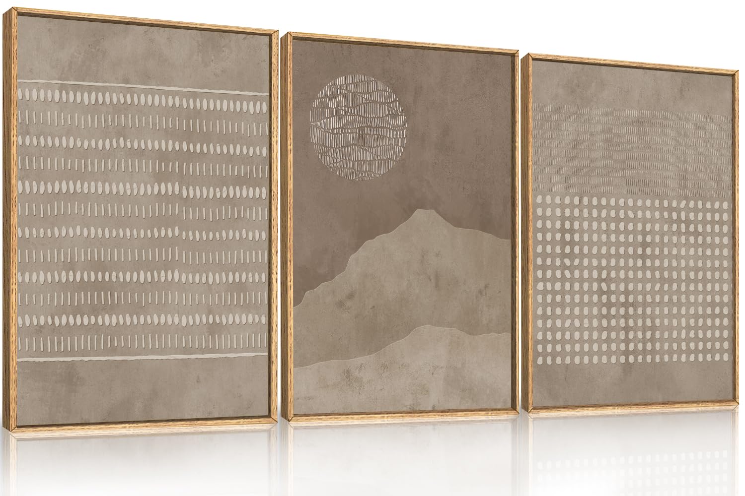 Abstract Natural Landscape Framed Canvas Wall Art Set, Watercolor Tan Green Beige Wall Decor, Minimalist Neutral Modern Scenery Artwork for Living Room, Bedroom,Farmhouse- 40"x20"x1