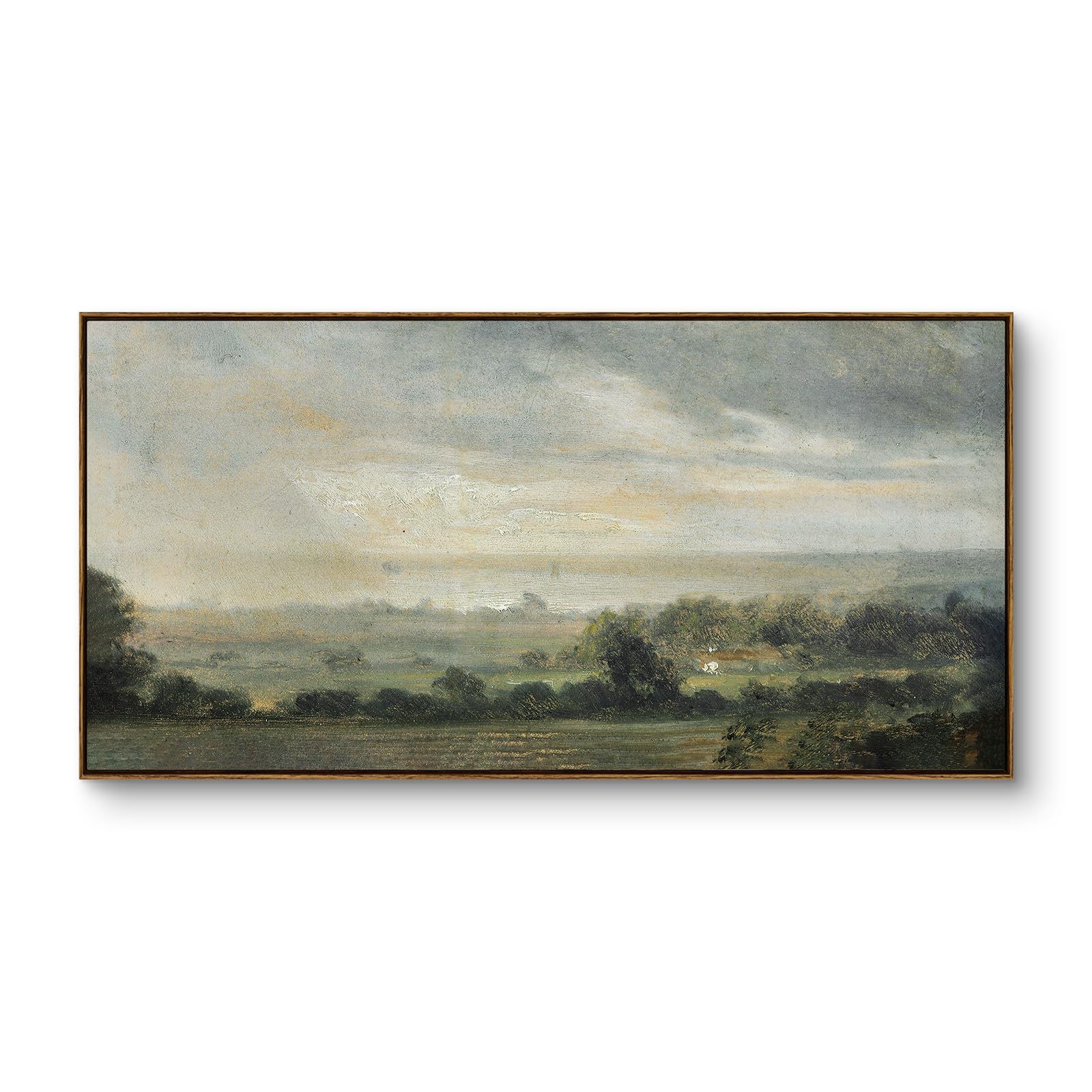 InSimSea Extra Large Framed Vintage Wall Art, Living Room Country Farmhouse Decor, Wilderness Landscape Paintings, Canvas Prints, Retro Farm Long Picture for Bedroom Above of Bed,24x48inch
