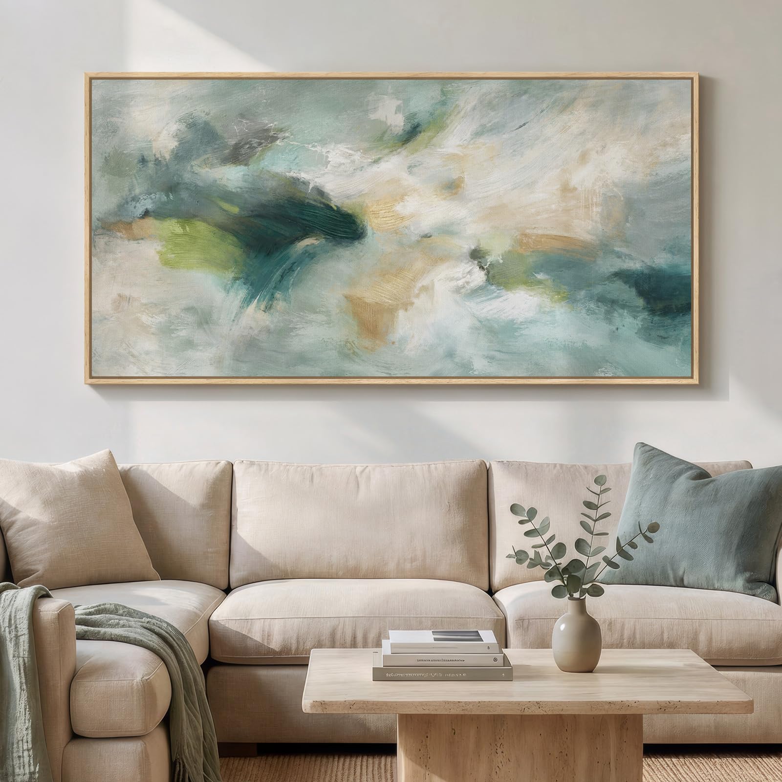 Large Framed Rustic Canvas Wall Art for Living Room, Brown Modern Abstract Landscape Prints Paintings Artwork for Walls, Horizontal Nature Pictures Wall Decor for Bedroom, Office, Farmhouse 30x60 In