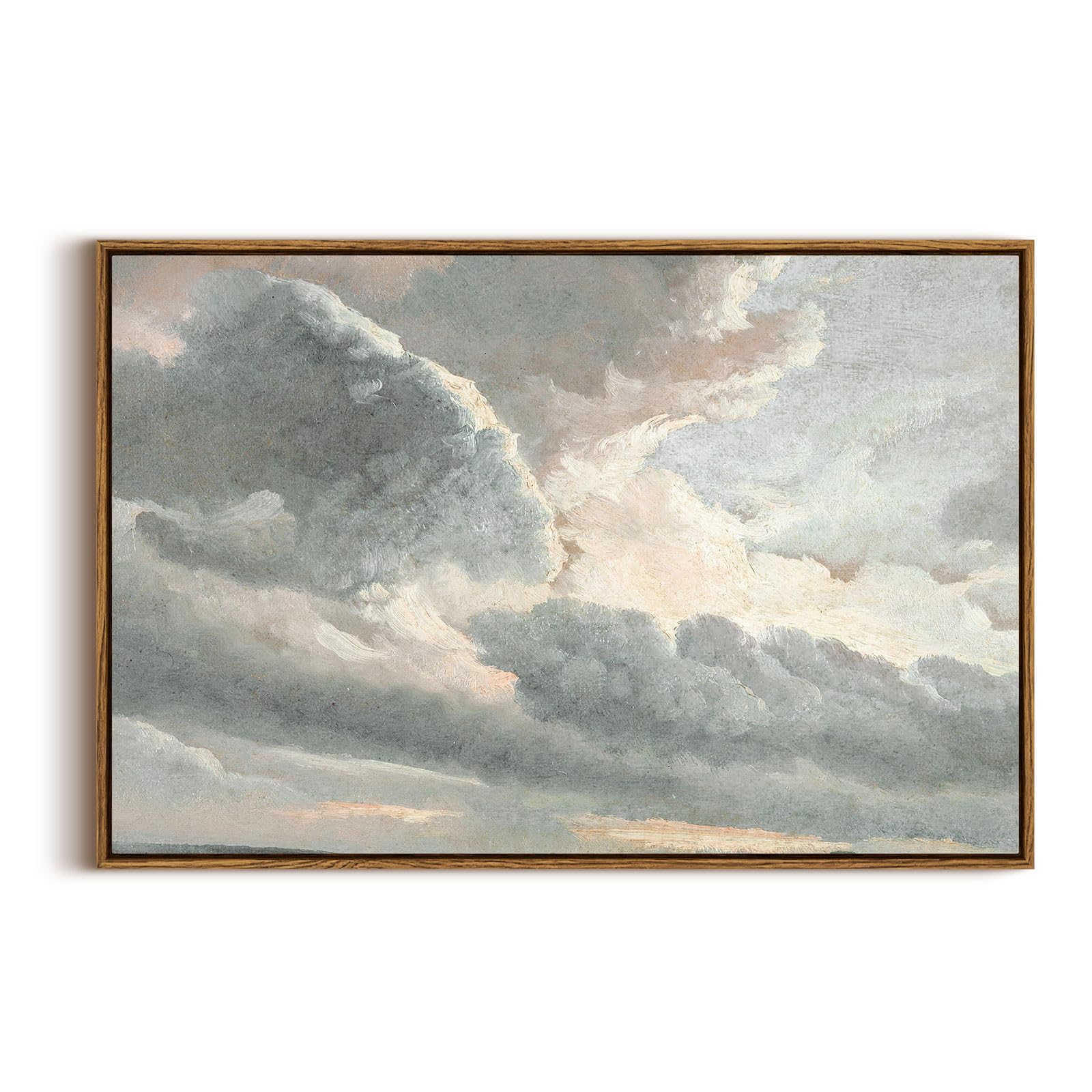 InSimSea Framed Canvas Wall Art Vintage Decor, Landscape Wall Art, Meadow with Flowers Art, Modern Farmhouse Decor, Cottagecore Bedroom Bathroom Office Decorations, 24"x36"