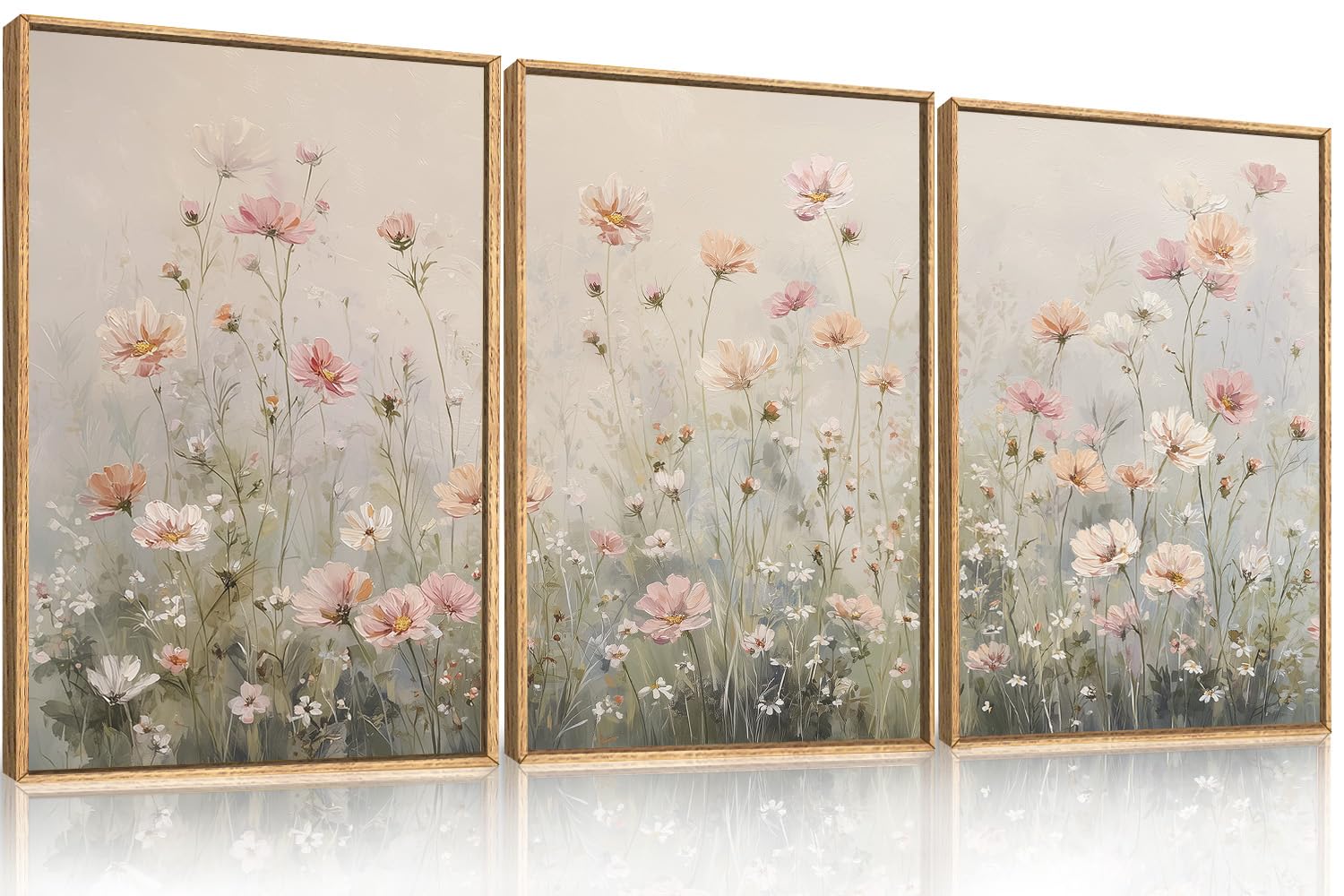 LHIUEM Abstract Mountain Brown Framed Canvas Wall Art,Neutral Watercolor Landscape Wall Decor,Minimalist Grey Beige Lake Artwork for Living Room,Bedroom,Dining Room,Office -20"x40"x1