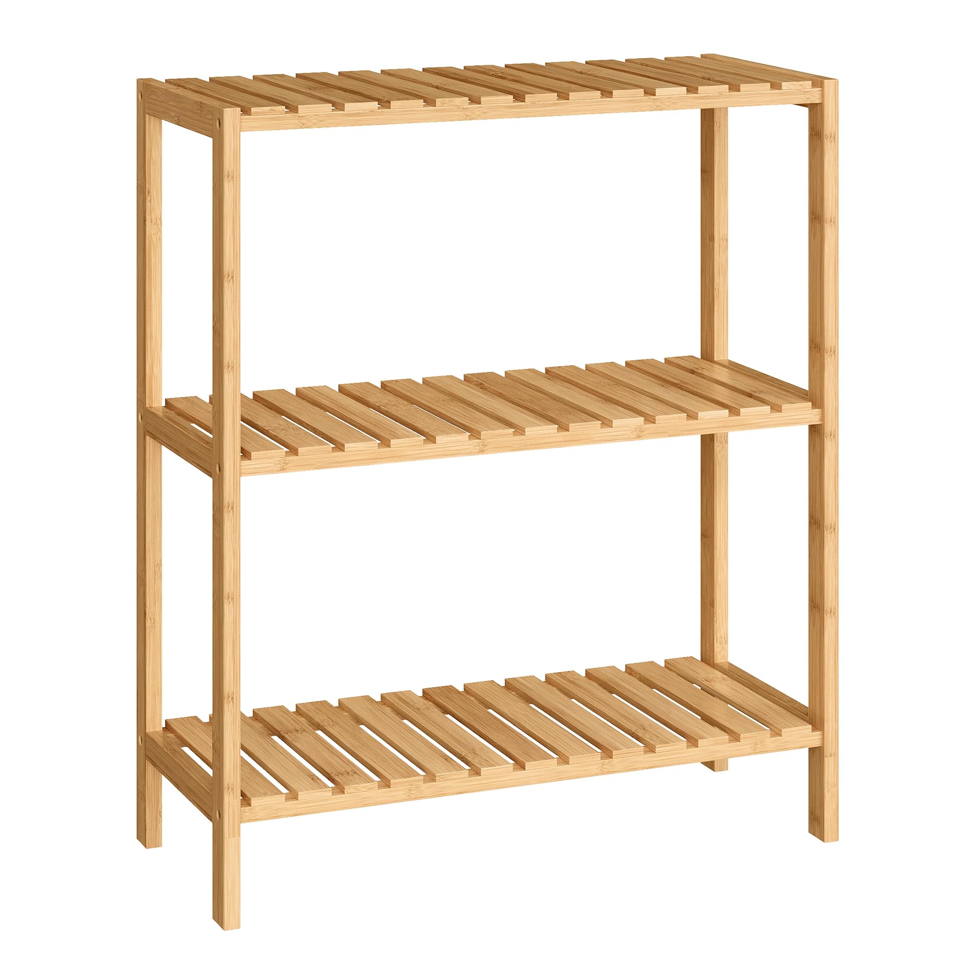 SONGMICS 4-Tier Bamboo Shelf, Narrow Bathroom Shelf, Standing Towel Rack, Corner Rack, for Kitchen, Living Room, Bedroom, Entryway, Bathroom, Natural UBCB54Y