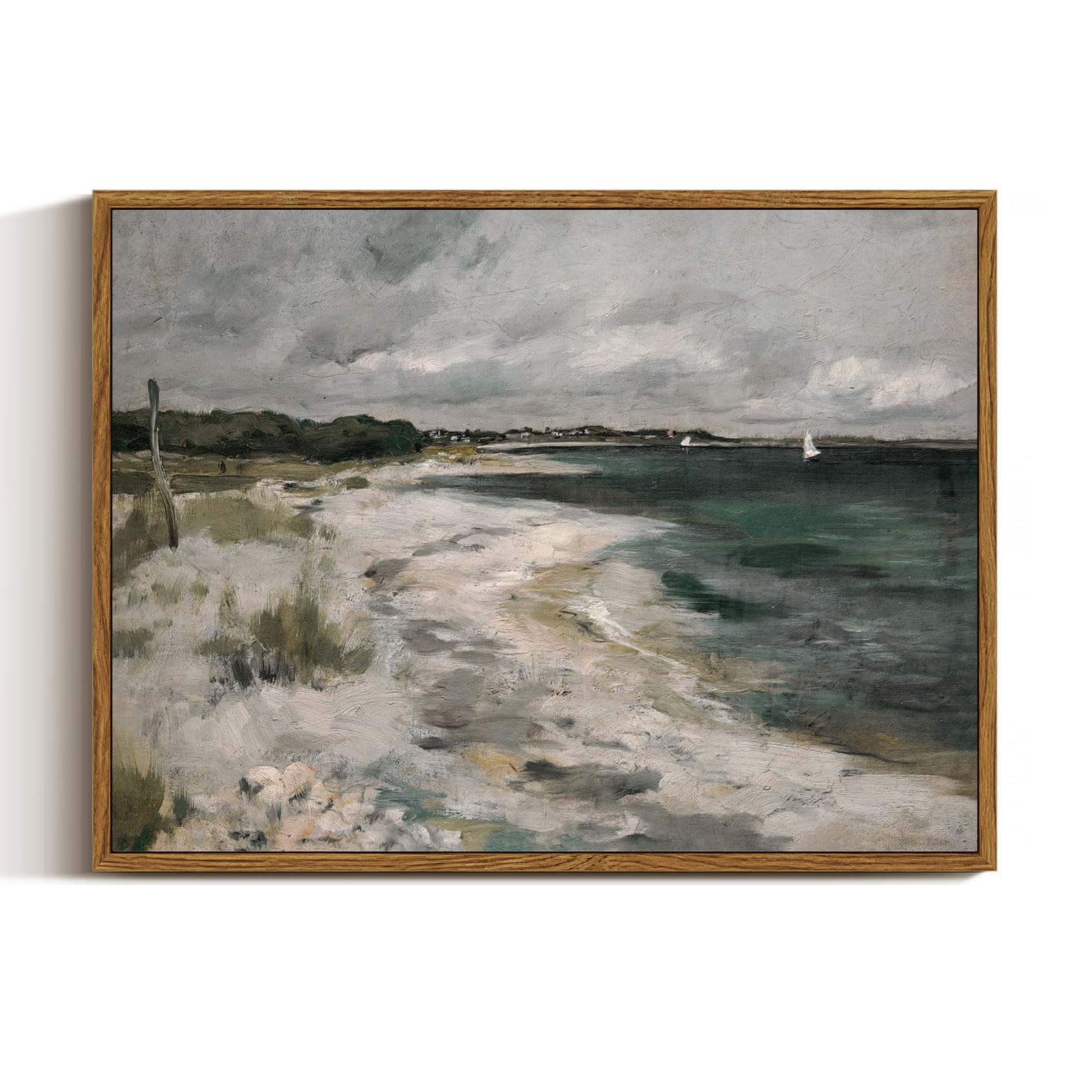 InSimSea Framed Canvas Wall Art Vintage Decor, Landscape Wall Art, Meadow with Flowers Art, Modern Farmhouse Decor, Cottagecore Bedroom Bathroom Office Decorations, 24"x36"