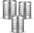 KSENDALO Metal Utensil Holder Set, Small SUS304 Steel Utensil Holder Flatware Silverware Spatulas Utensils Drying Rack for Kitchen Countertop, Kitchen Home Office Organizers ,Silver (3 Pack)