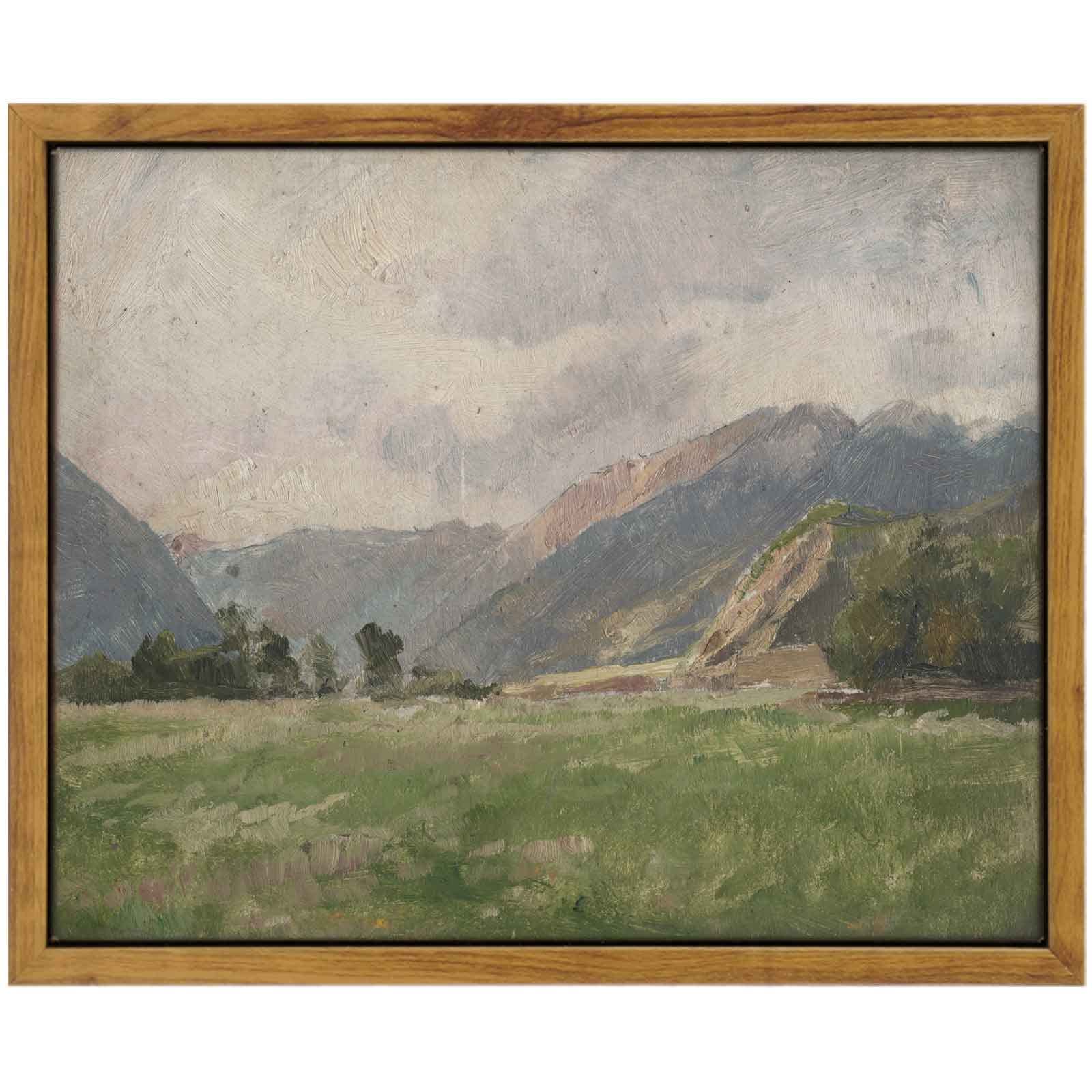 InSimSea Framed Canvas Wall Art Vintage Decor, Landscape Wall Art, Meadow with Flowers Art, Modern Farmhouse Decor, Cottagecore Bedroom Bathroom Office Decorations, 24"x36"