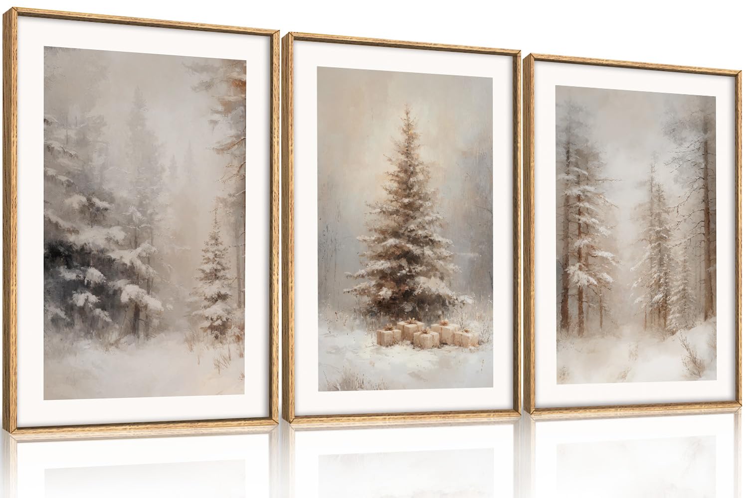 Abstract Natural Landscape Framed Canvas Wall Art Set, Watercolor Tan Green Beige Wall Decor, Minimalist Neutral Modern Scenery Artwork for Living Room, Bedroom,Farmhouse- 40"x20"x1