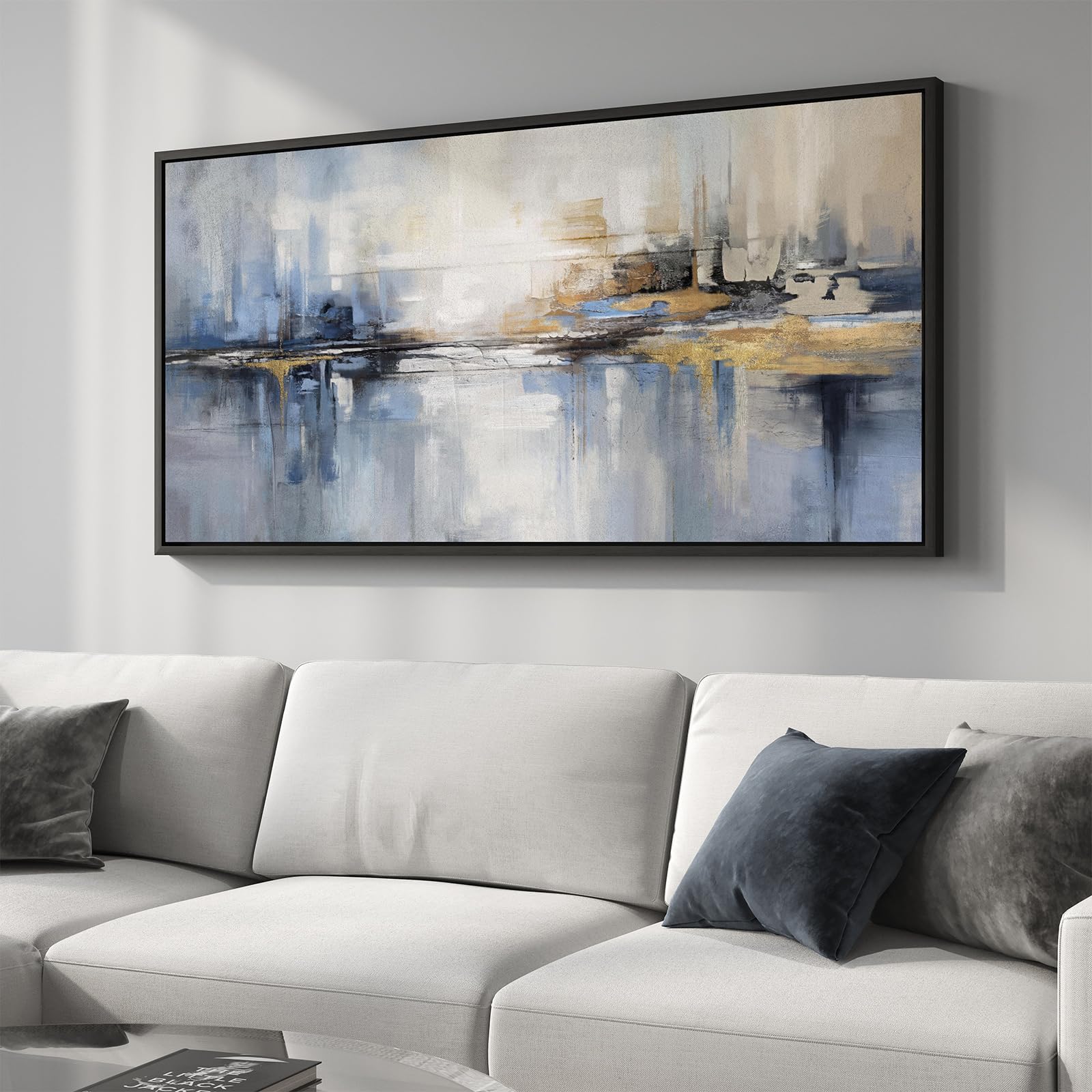 Large Framed Rustic Canvas Wall Art for Living Room, Brown Modern Abstract Landscape Prints Paintings Artwork for Walls, Horizontal Nature Pictures Wall Decor for Bedroom, Office, Farmhouse 30x60 In