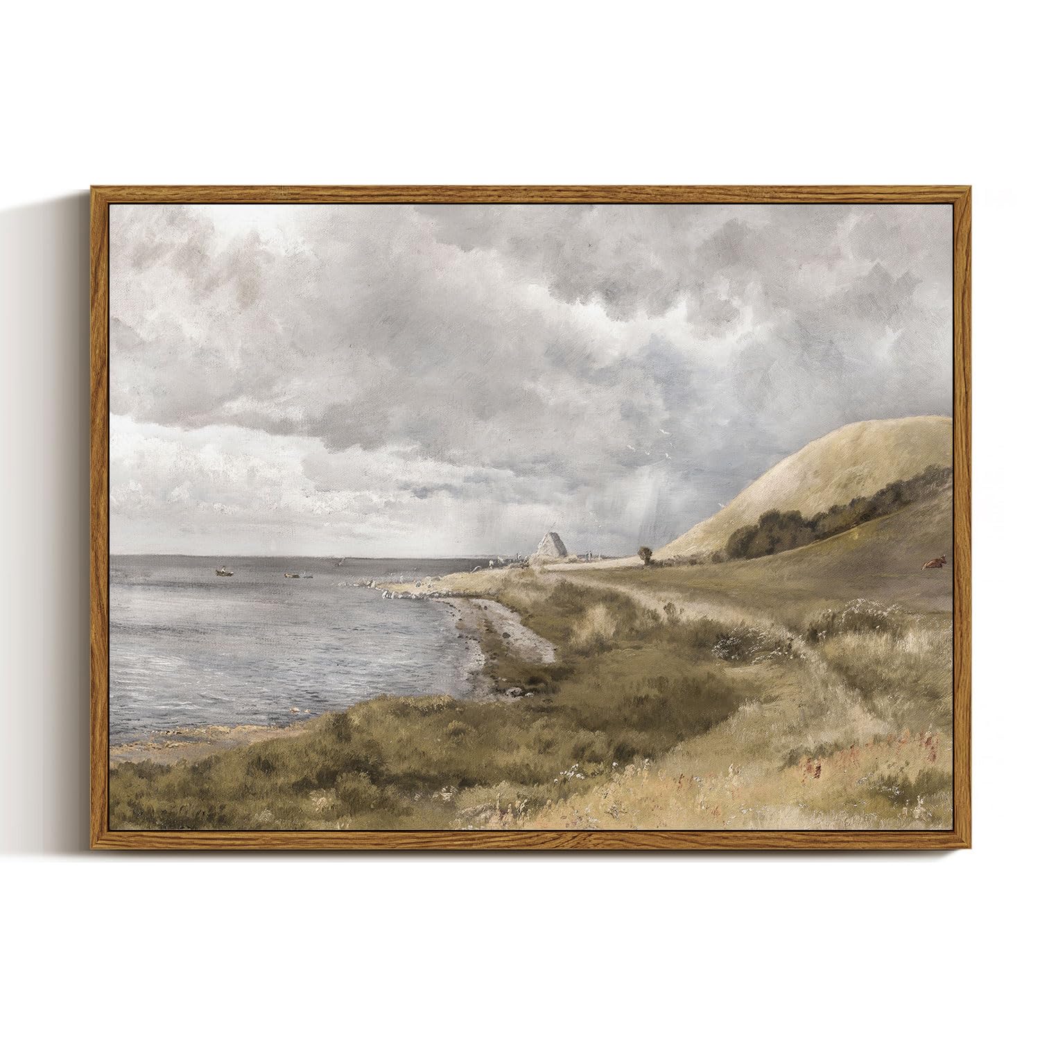 InSimSea Framed Canvas Wall Art Vintage Decor, Landscape Wall Art, Meadow with Flowers Art, Modern Farmhouse Decor, Cottagecore Bedroom Bathroom Office Decorations, 24"x36"