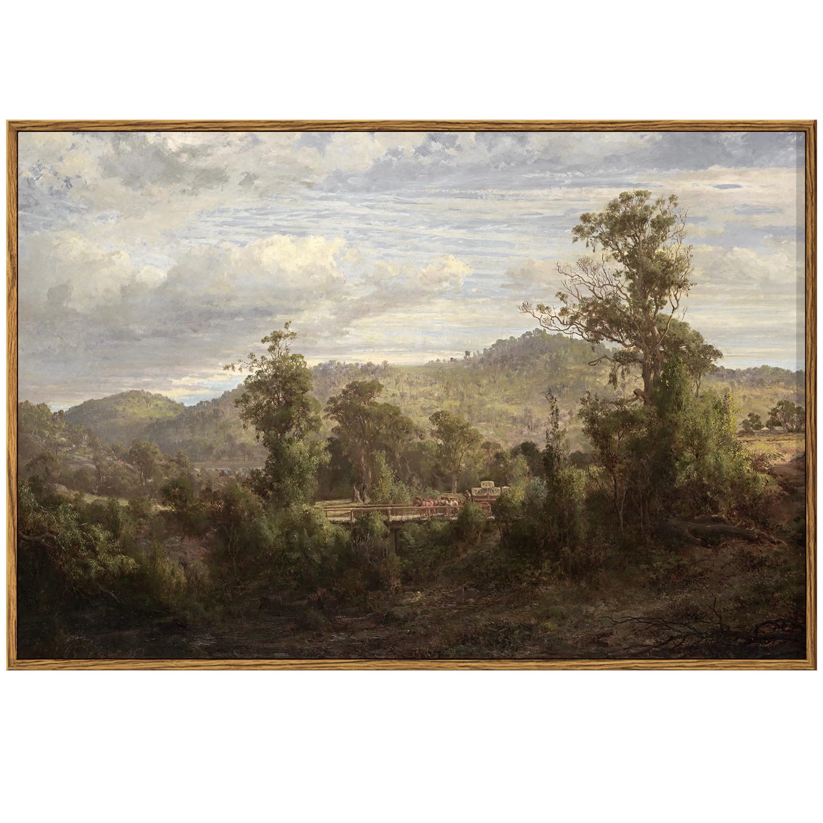InSimSea Framed Canvas Wall Art Decor, Vintage Natue Landscape Art, Country Wilderness Painting Picture, Retro Decor for Bedroom Living Room, Office, Bathroom, Hallway, Room,12"x16"