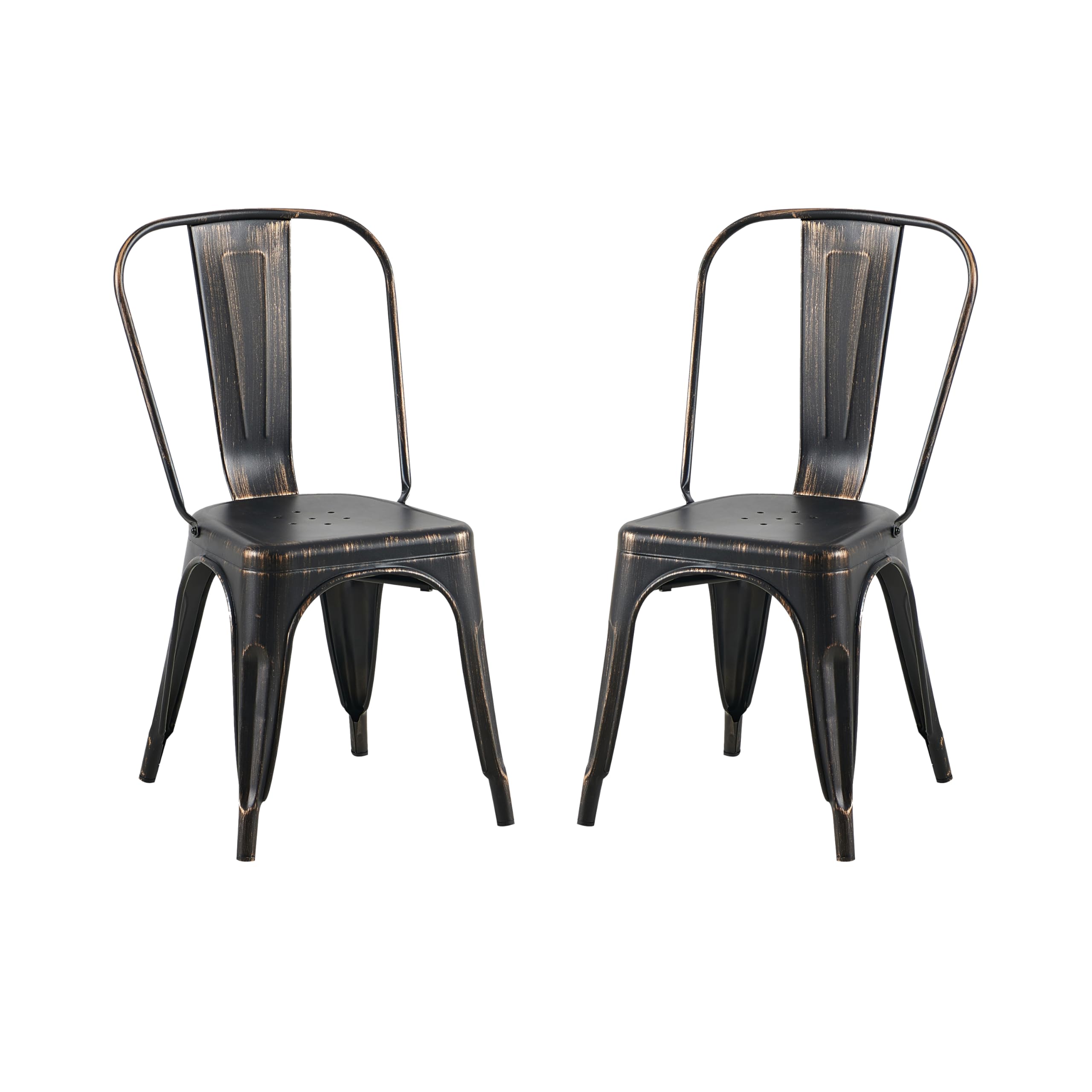 AC Pacific 18 Inch Seat Height Industrial Metal Dining Chairs, Stackable Kitchen or Bar Seat, Durable Modern Design, Versatile Accent Furniture, Set of 2, Dark Green