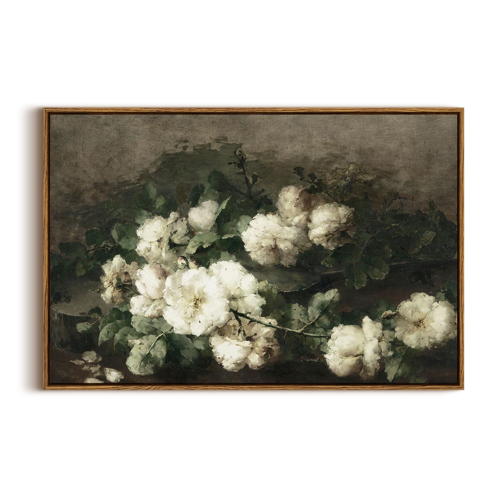 InSimSea Framed Canvas Wall Art Vintage Decor, Landscape Wall Art, Meadow with Flowers Art, Modern Farmhouse Decor, Cottagecore Bedroom Bathroom Office Decorations, 24"x36"