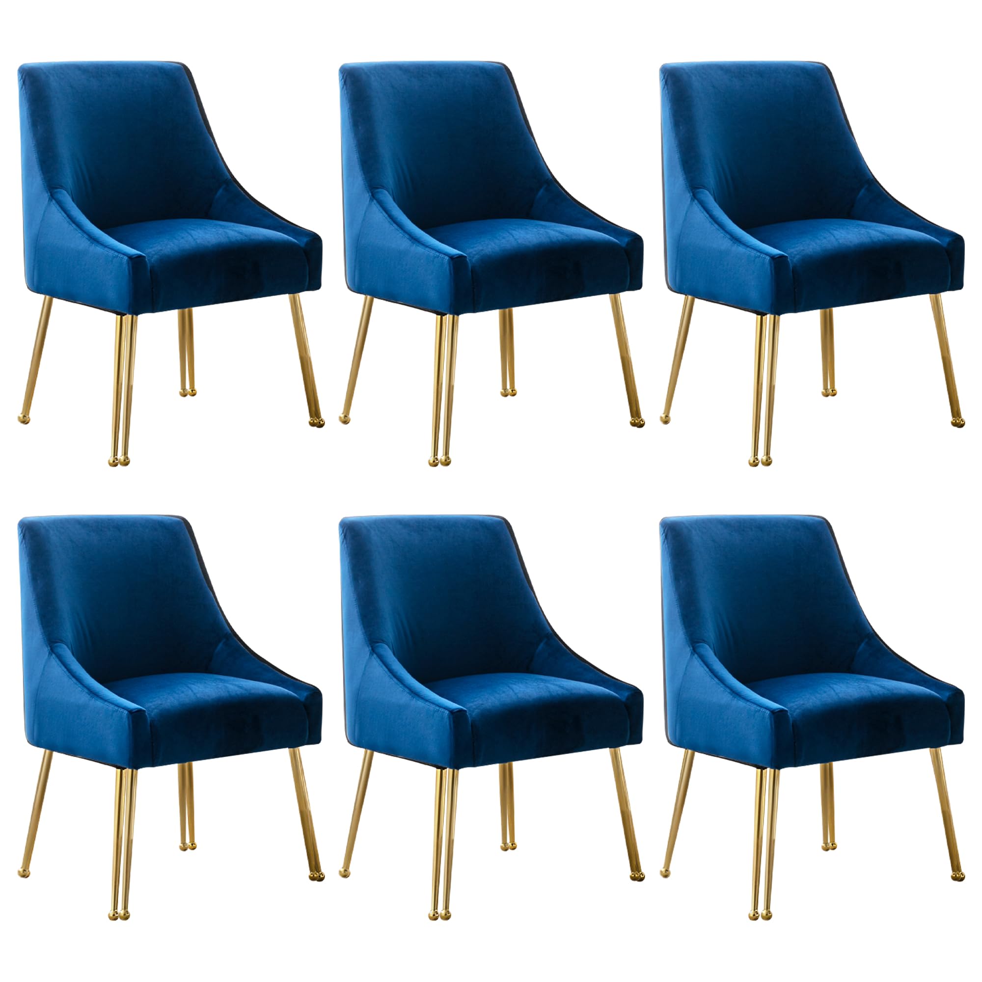 Modern Velvet Dining Chairs Set of 2, Contemporary Upholstered Furniture Collection with Polished Gold Metal Legs, Elegant Accent Chairs for Kitchen Living Room(Grey)