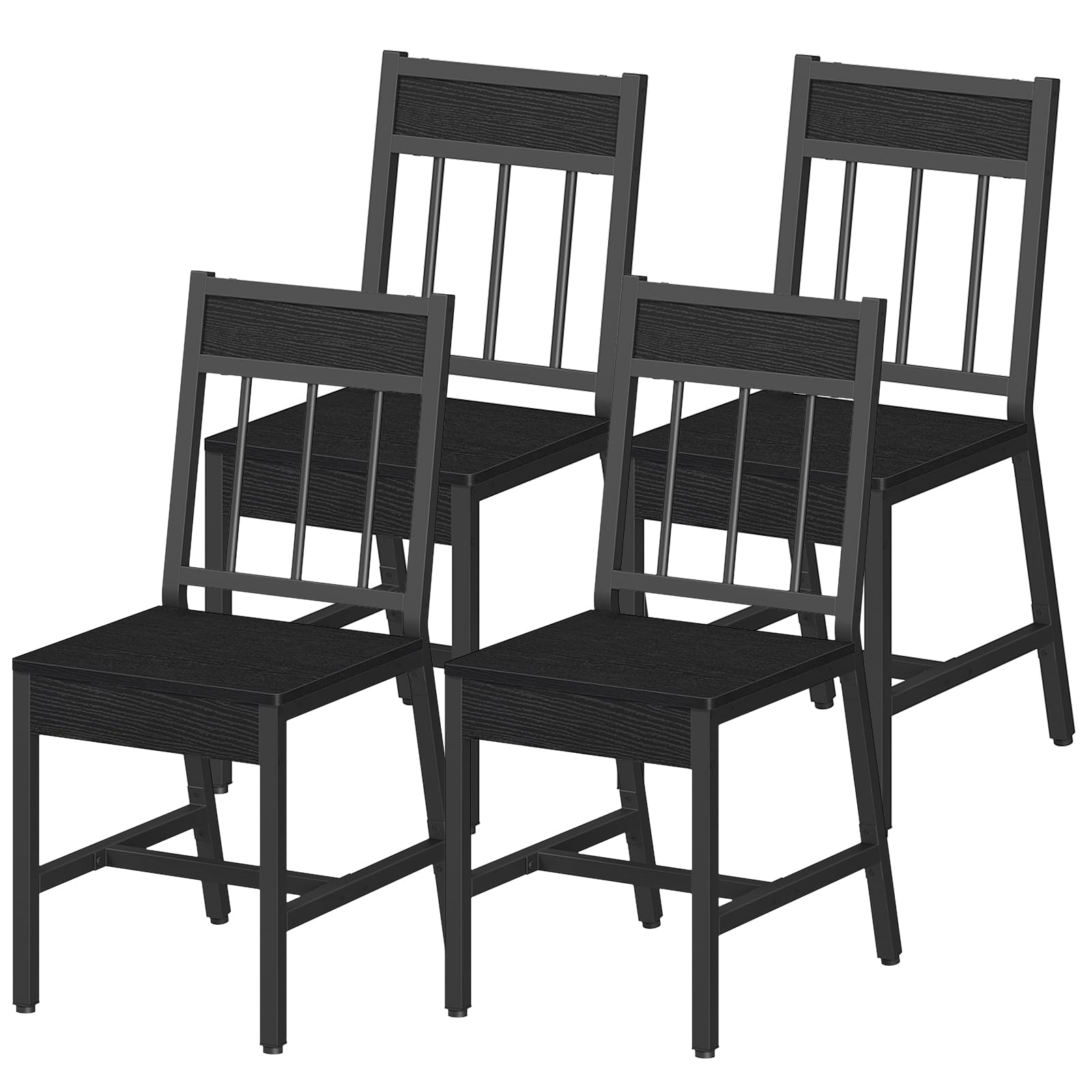 YATINEY Dining Chairs Set of 2, Industrial Kitchen Chairs with Metal Frame, Slanted Back, Wooden Dining Chair Set, for Kitchen, Living Room, Rustic Brown and Black CY03L2BR