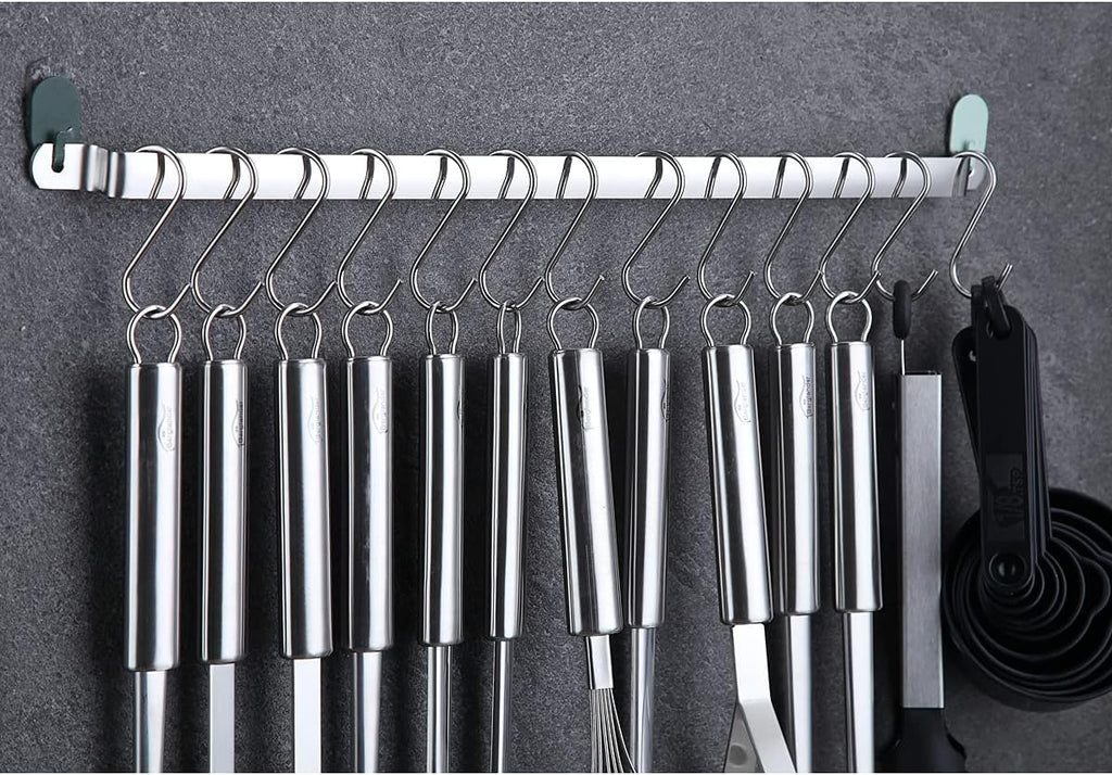 Berglander Kitchen Utensils Set 38 Pieces, Stainless Steel Cooking Utensils Set, Kitchen Gadgets Cookware, Kitchen Tool Set with Utensil Holder Rack And Hooks For Hanging Dishwasher Safe