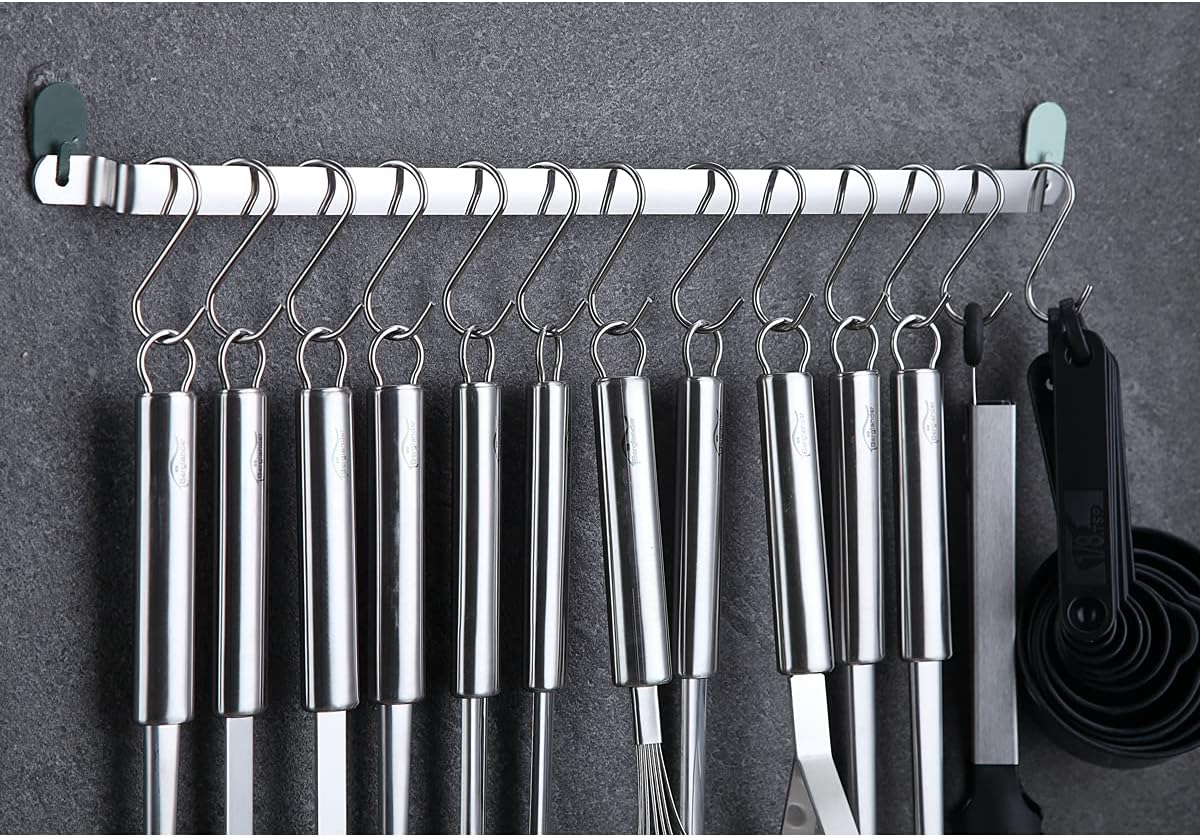 Berglander Kitchen Utensils Set 38 Pieces, Stainless Steel Cooking Utensils Set, Kitchen Gadgets Cookware, Kitchen Tool Set with Utensil Holder Rack And Hooks For Hanging Dishwasher Safe