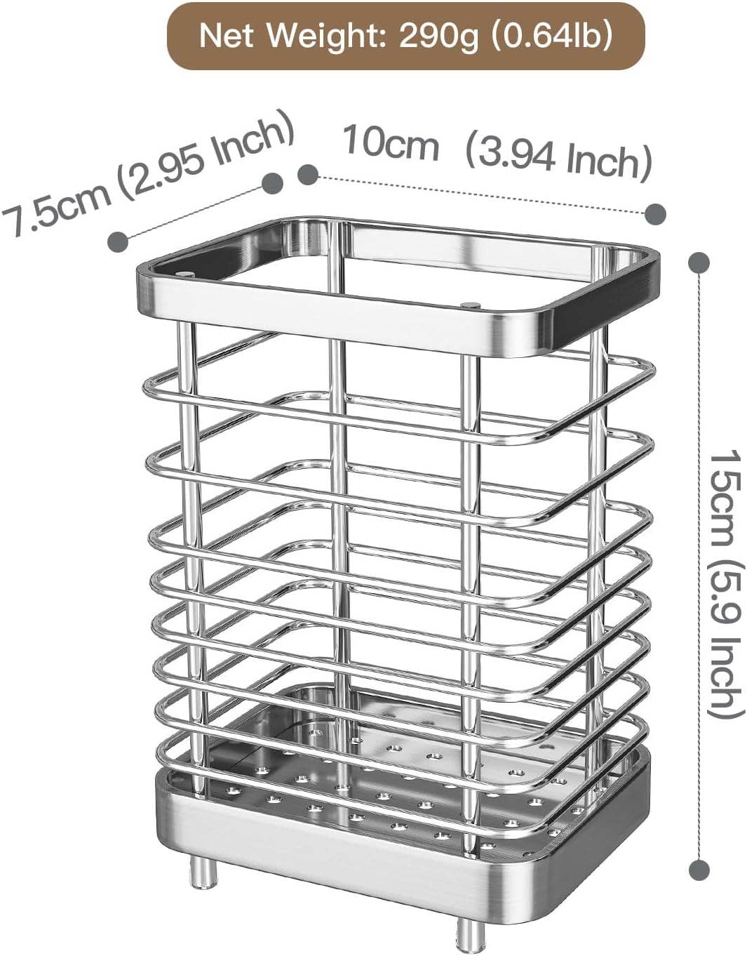 Kitchen Utensil Drying Rack,304 Stainless Steel Chopsticks Spoon Fork Knife Drainer Basket Flatware Storage Drainer, Dish Drainer for Kitchen Counter