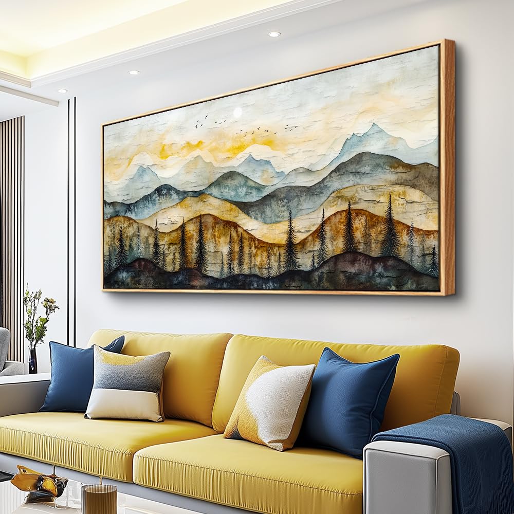 ERQINHUA Canvas Wall Art For Bedroom Wall Decorations For Living Room Modern Office Wall Decor Abstract Watercolour Painting Mountain Landscape Pictures Printed Artwork Home Decor 20"X40"