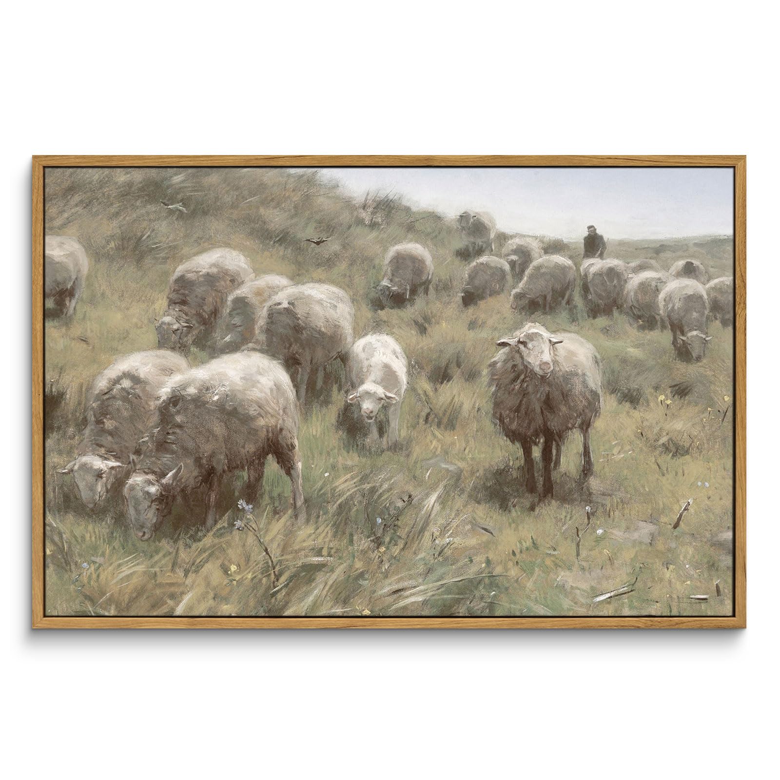 InSimSea Framed Canvas Wall Art Decor, Vintage Natue Landscape Art, Country Wilderness Painting Picture, Retro Decor for Bedroom Living Room, Office, Bathroom, Hallway, Room,12"x16"