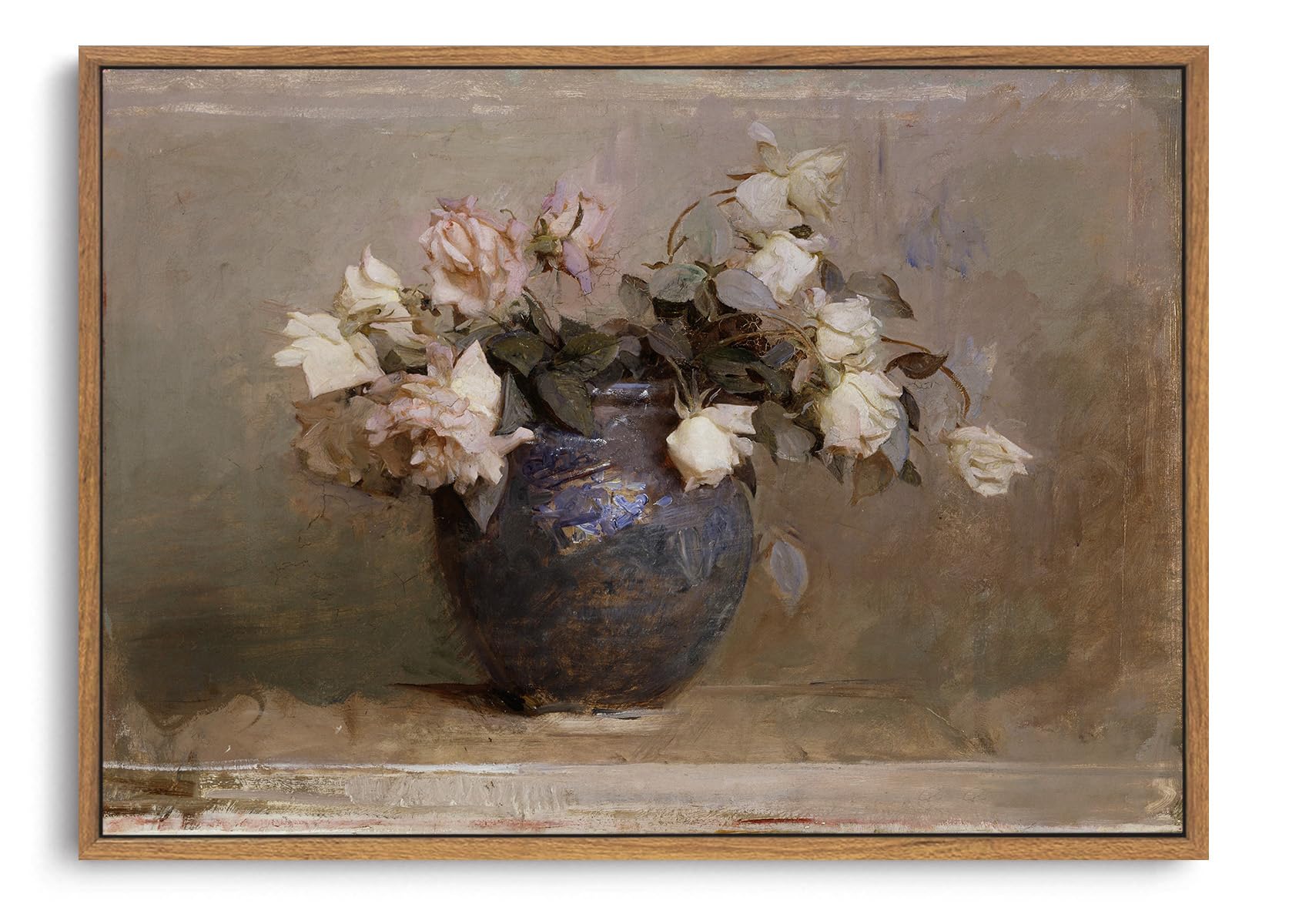 OIQArtOIQ Framed Canvas Wall Art,Vintage Decor,Landscape Nature Country Wildflower Paintings Farmhouse Pictures Modern Artwork Rustic Fall Flower Prints Cottagecore Office Living Room Bedroom Bathroom