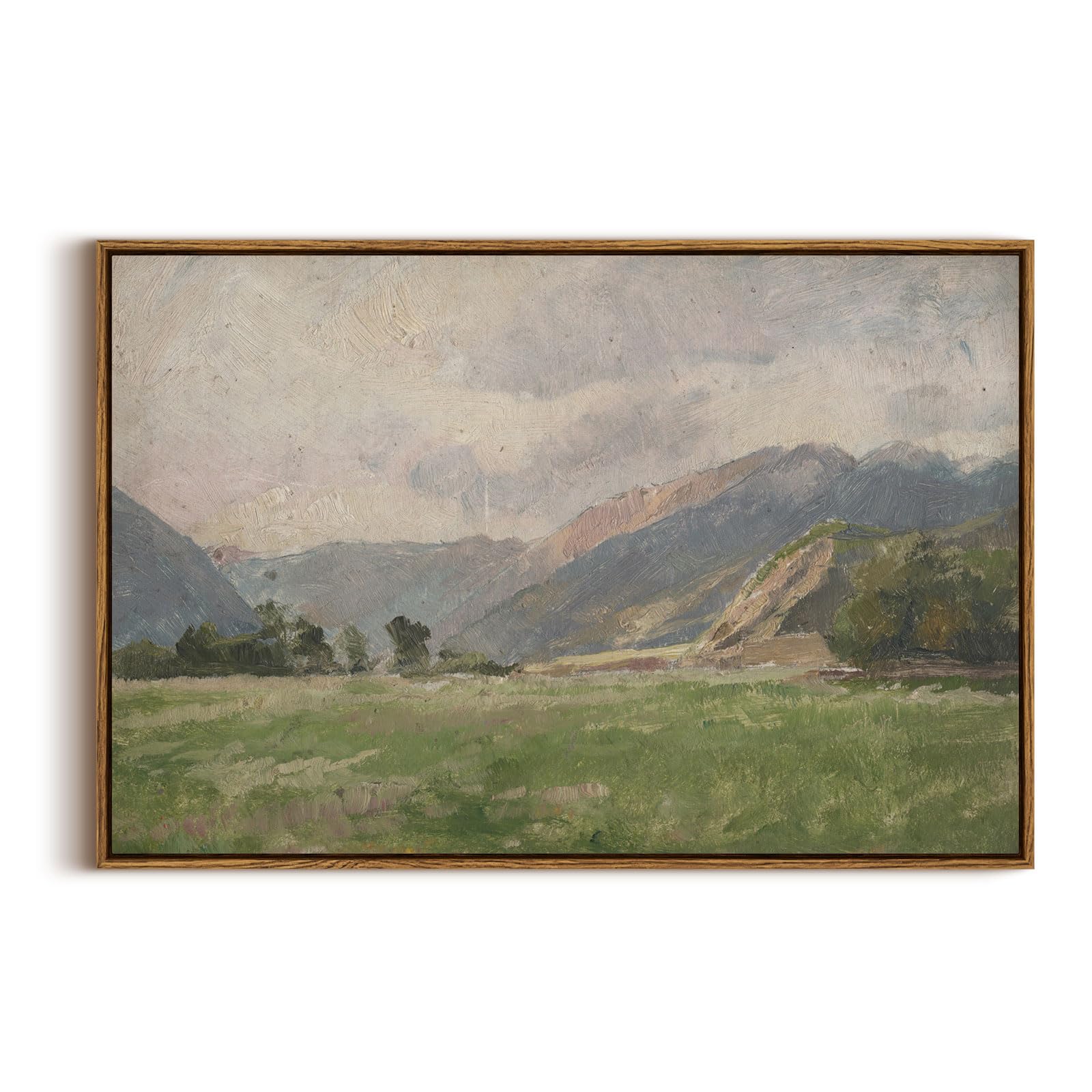 InSimSea Framed Canvas Wall Art Decor, Vintage Natue Landscape Art, Country Wilderness Painting Picture, Retro Decor for Bedroom Living Room, Office, Bathroom, Hallway, Room,12"x16"