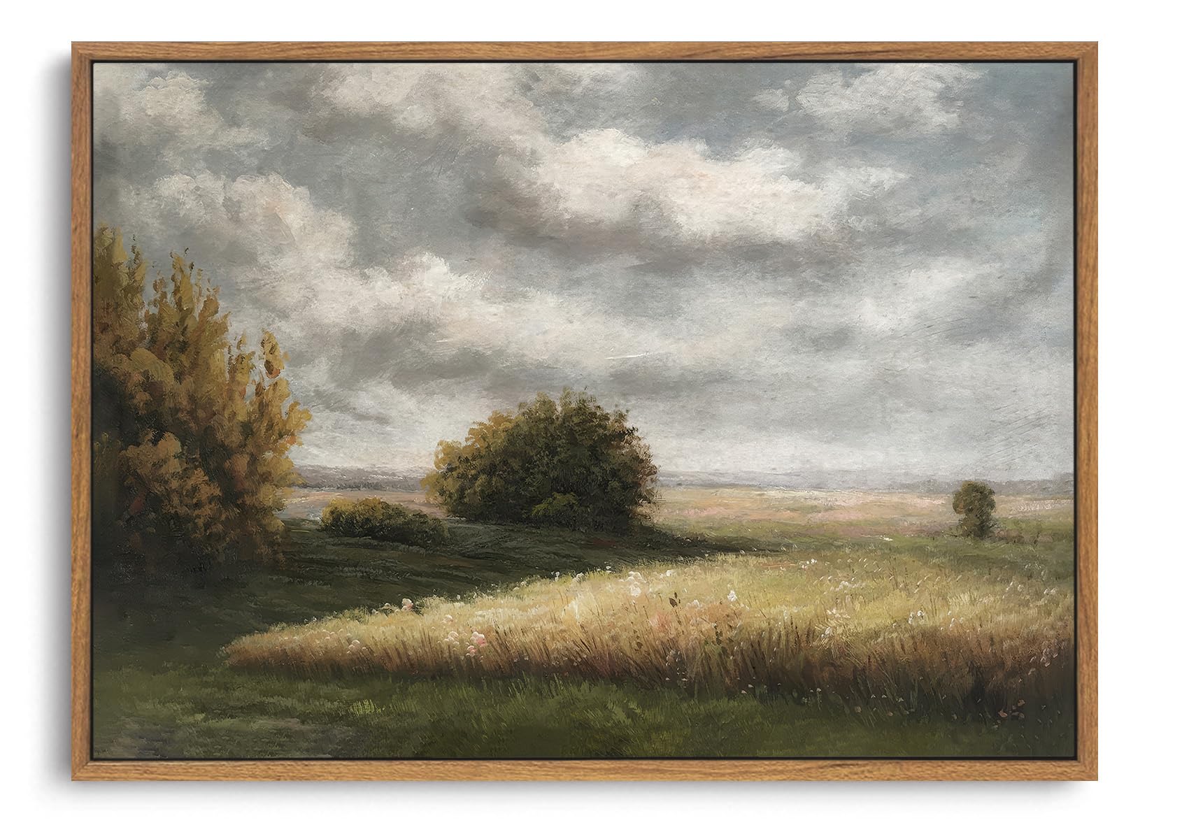 OIQArtOIQ Framed Canvas Wall Art,Vintage Decor,Landscape Nature Country Wildflower Paintings Farmhouse Pictures Modern Artwork Rustic Fall Flower Prints Cottagecore Office Living Room Bedroom Bathroom