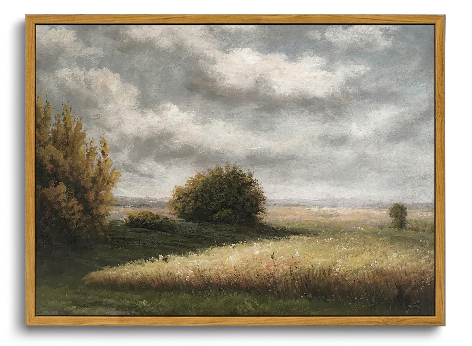 OIQArtOIQ Framed Canvas Wall Art,Vintage Decor,Landscape Nature Country Wildflower Paintings Farmhouse Pictures Modern Artwork Rustic Fall Flower Prints Cottagecore Office Living Room Bedroom Bathroom