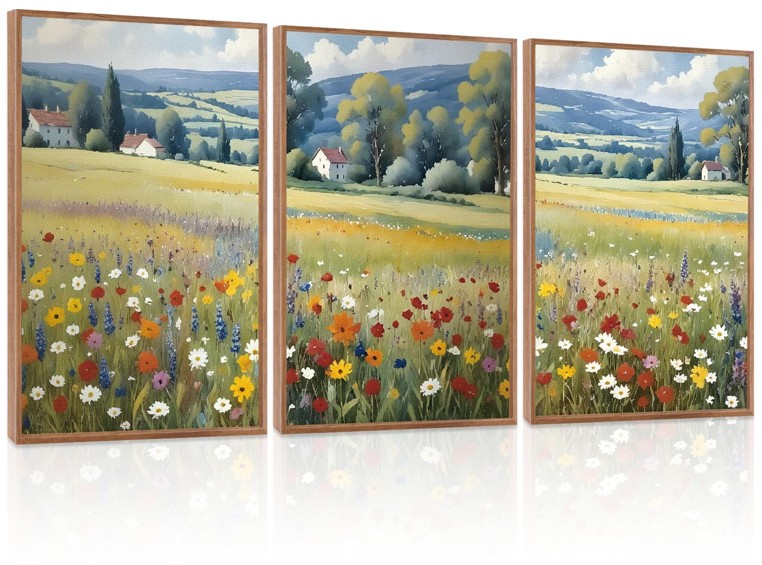 LHIUEM Abstract Mountain Brown Framed Canvas Wall Art,Neutral Watercolor Landscape Wall Decor,Minimalist Grey Beige Lake Artwork for Living Room,Bedroom,Dining Room,Office -20"x40"x1