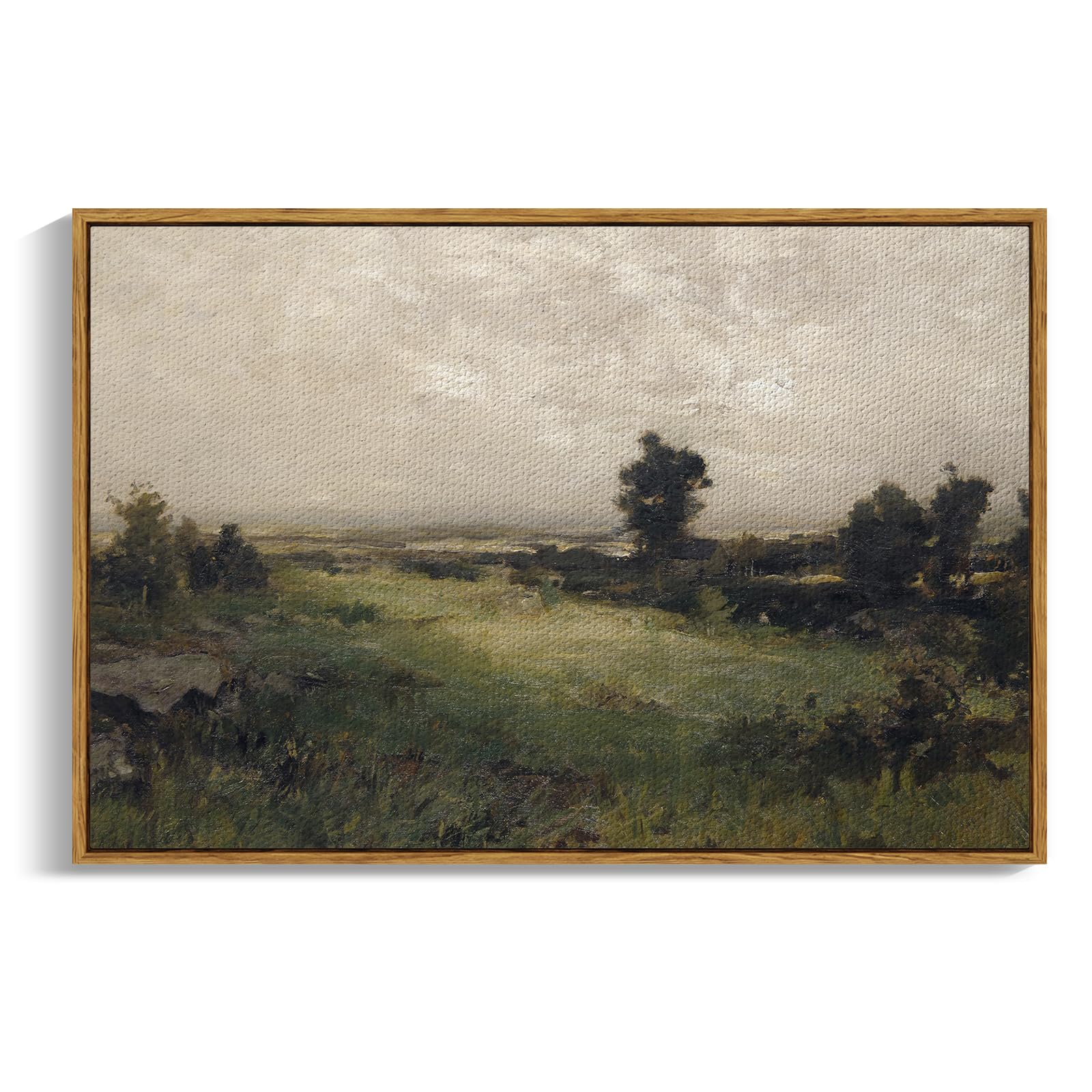 InSimSea Framed Canvas Wall Art Decor, Vintage Natue Landscape Art, Country Wilderness Painting Picture, Retro Decor for Bedroom Living Room, Office, Bathroom, Hallway, Room,12"x16"
