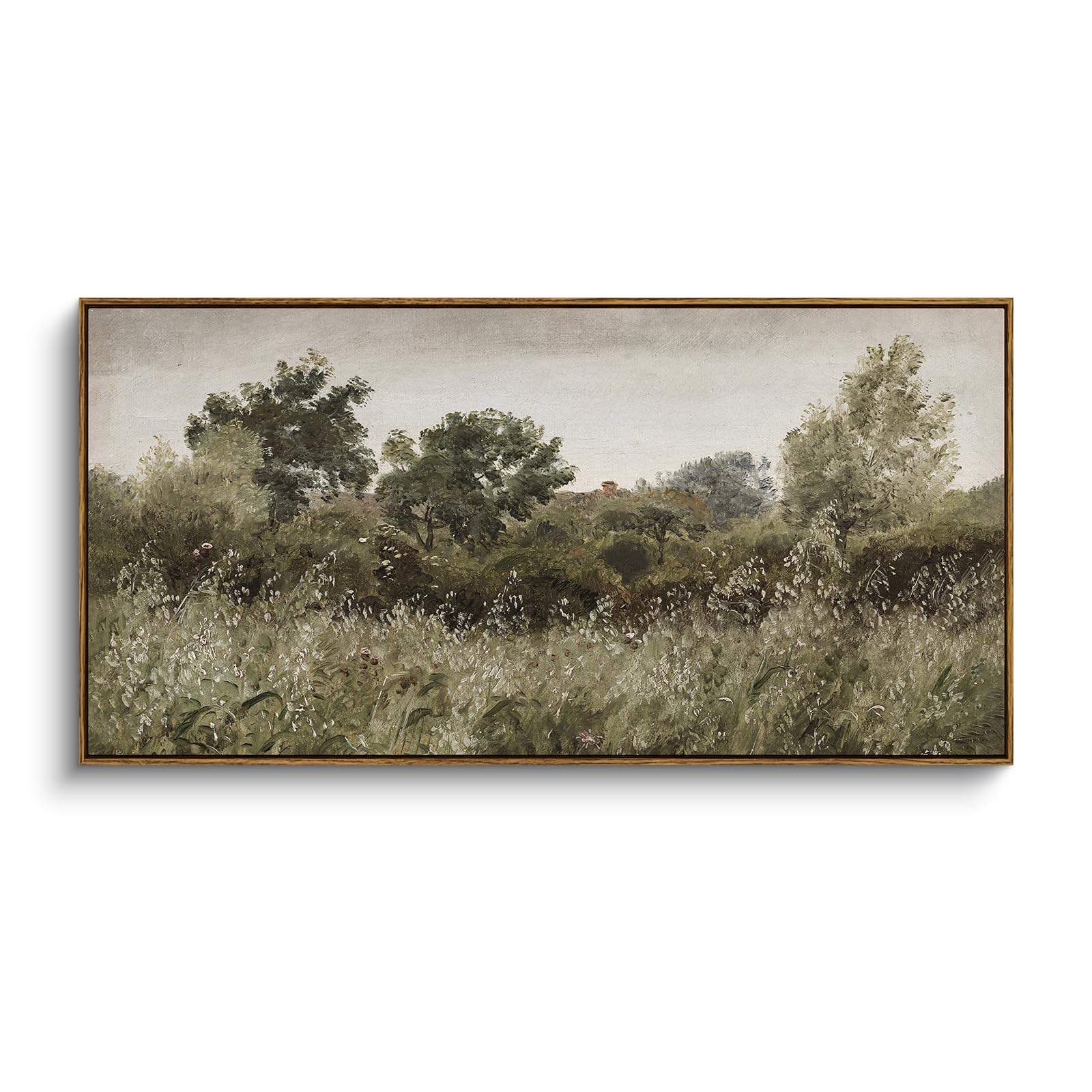 InSimSea Extra Large Framed Vintage Wall Art, Living Room Country Farmhouse Decor, Wilderness Landscape Paintings, Canvas Prints, Retro Farm Long Picture for Bedroom Above of Bed,24x48inch