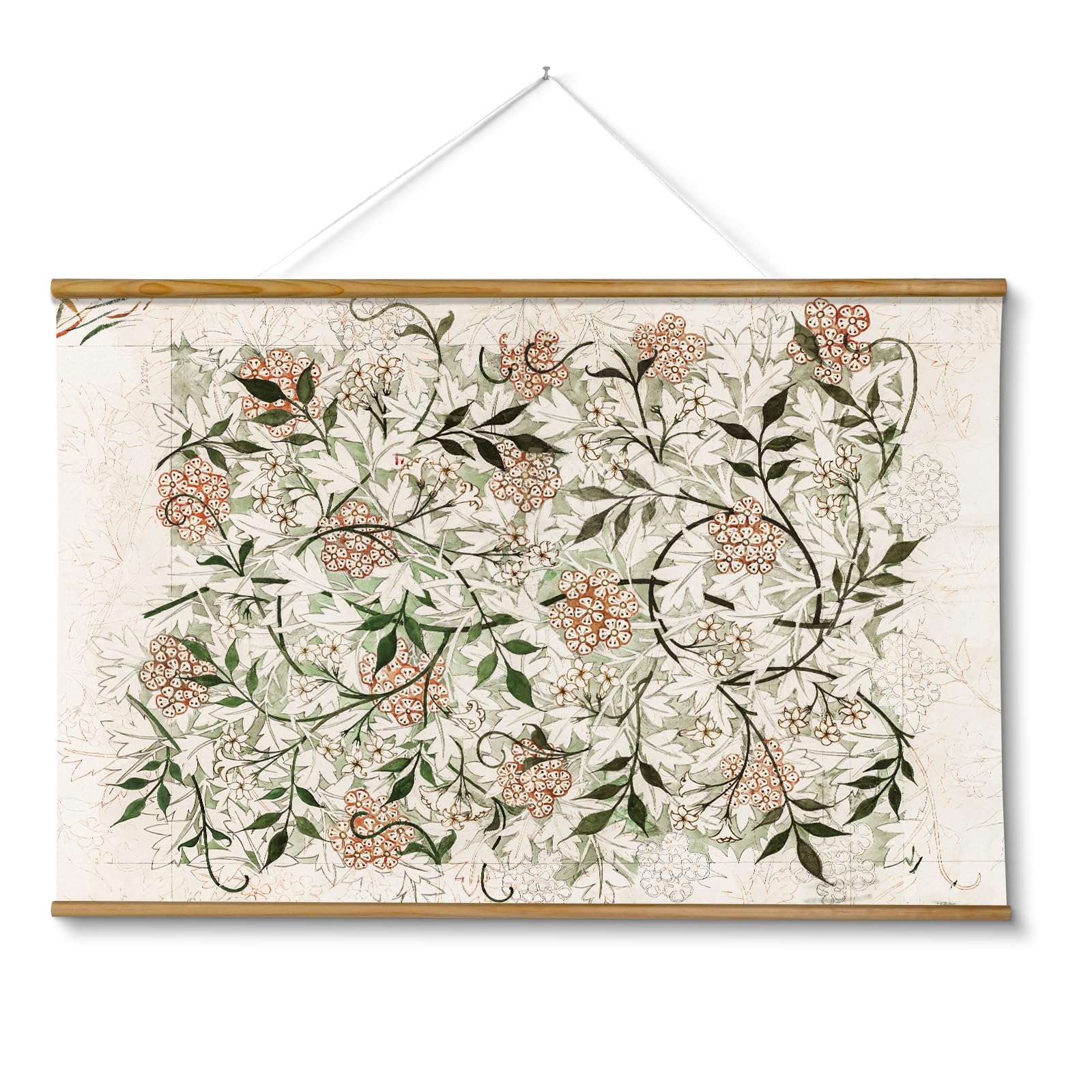 VIYYIEA Extra Large Size Canvas Wall Art, 36x54 Vintage Scroll Hanging Landscape Print, Rustic Watercolor Countryside Scene Wall Décor for Living Room, Bedroom, or Farmhouse