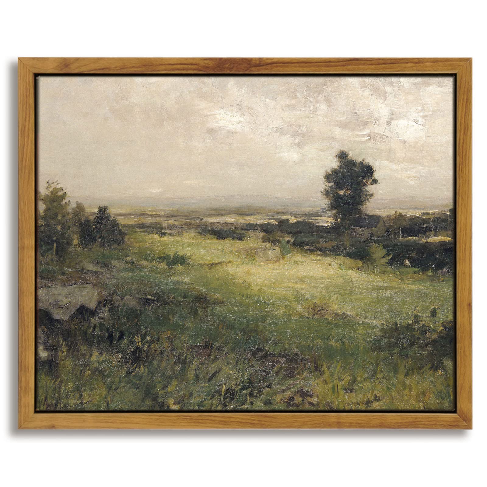 InSimSea Framed Canvas Wall Art Vintage Decor, Landscape Wall Art, Meadow with Flowers Art, Modern Farmhouse Decor, Cottagecore Bedroom Bathroom Office Decorations, 24"x36"