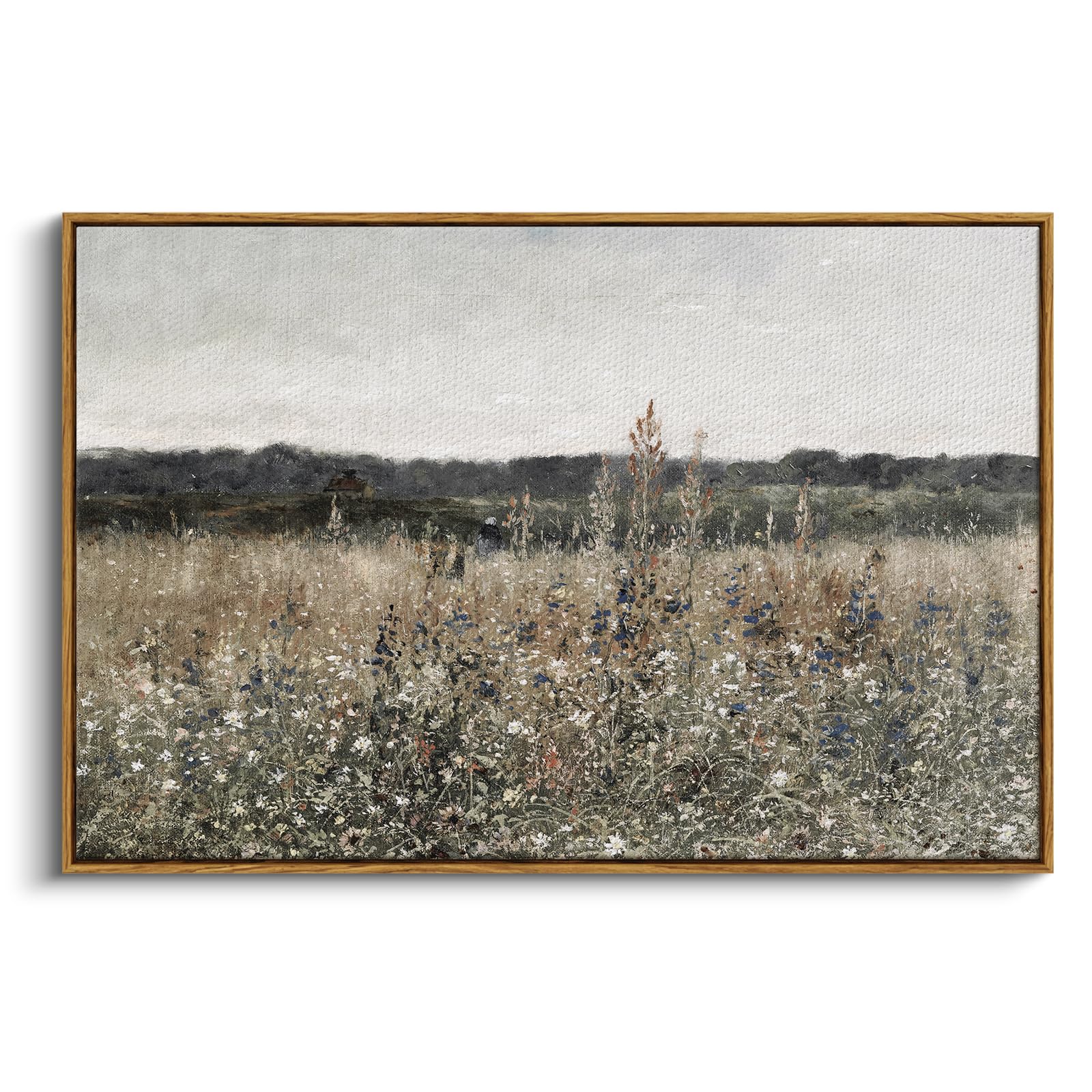 InSimSea Framed Canvas Wall Art Decor, Vintage Natue Landscape Art, Country Wilderness Painting Picture, Retro Decor for Bedroom Living Room, Office, Bathroom, Hallway, Room,12"x16"